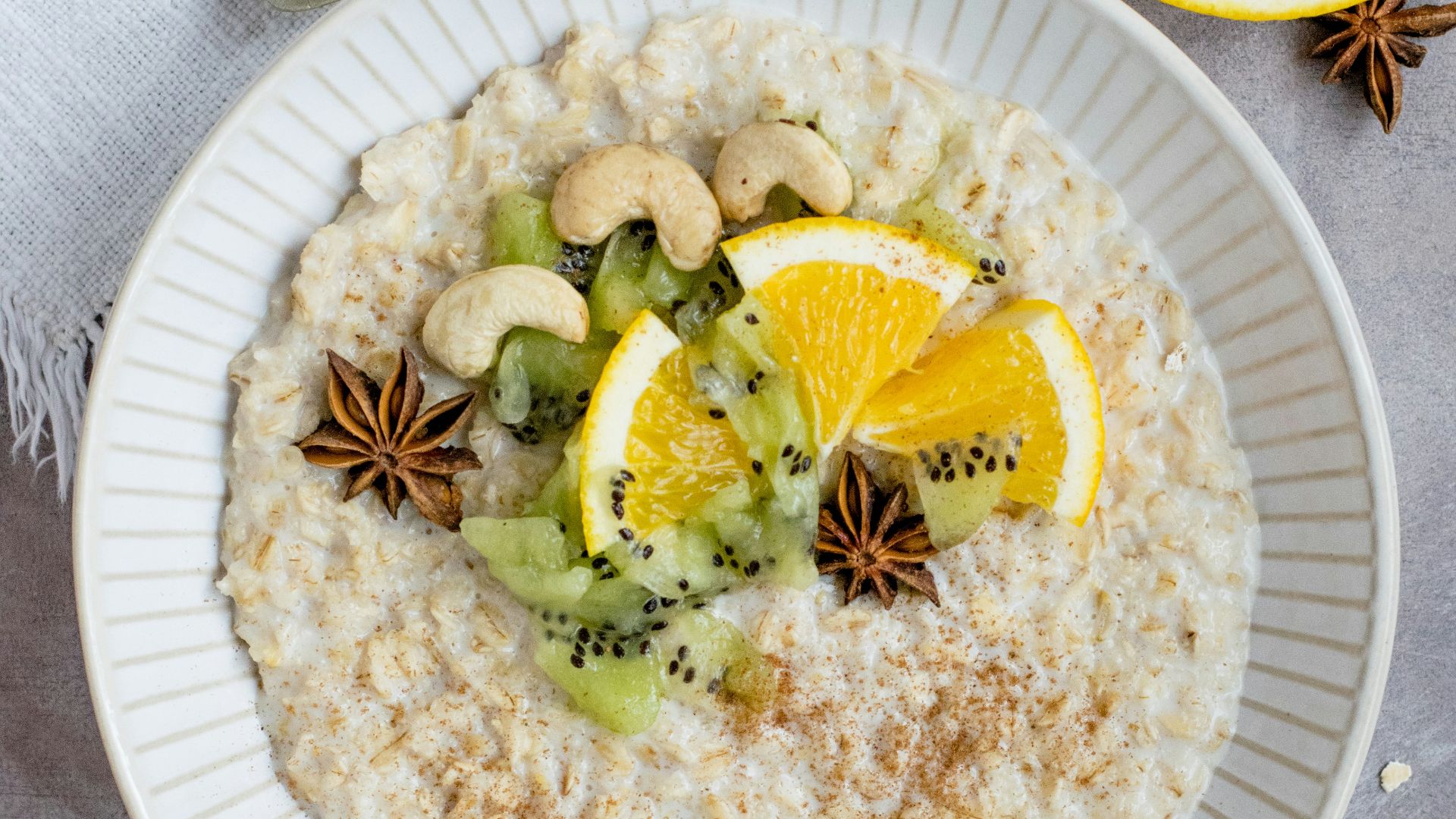 sliced fruit and kiwi on plate