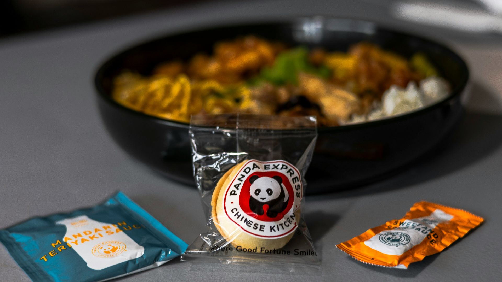 A bowl of food sitting on top of a table