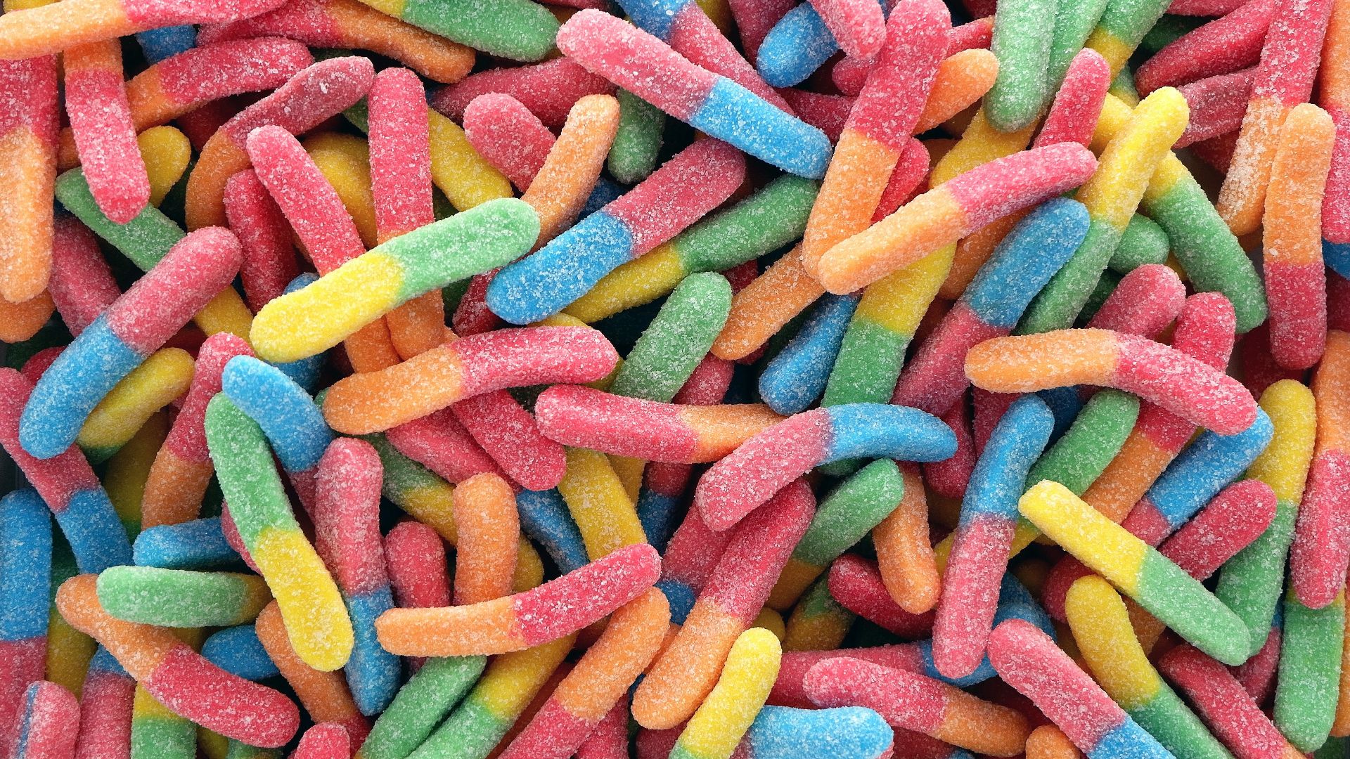 multicolored candy worms