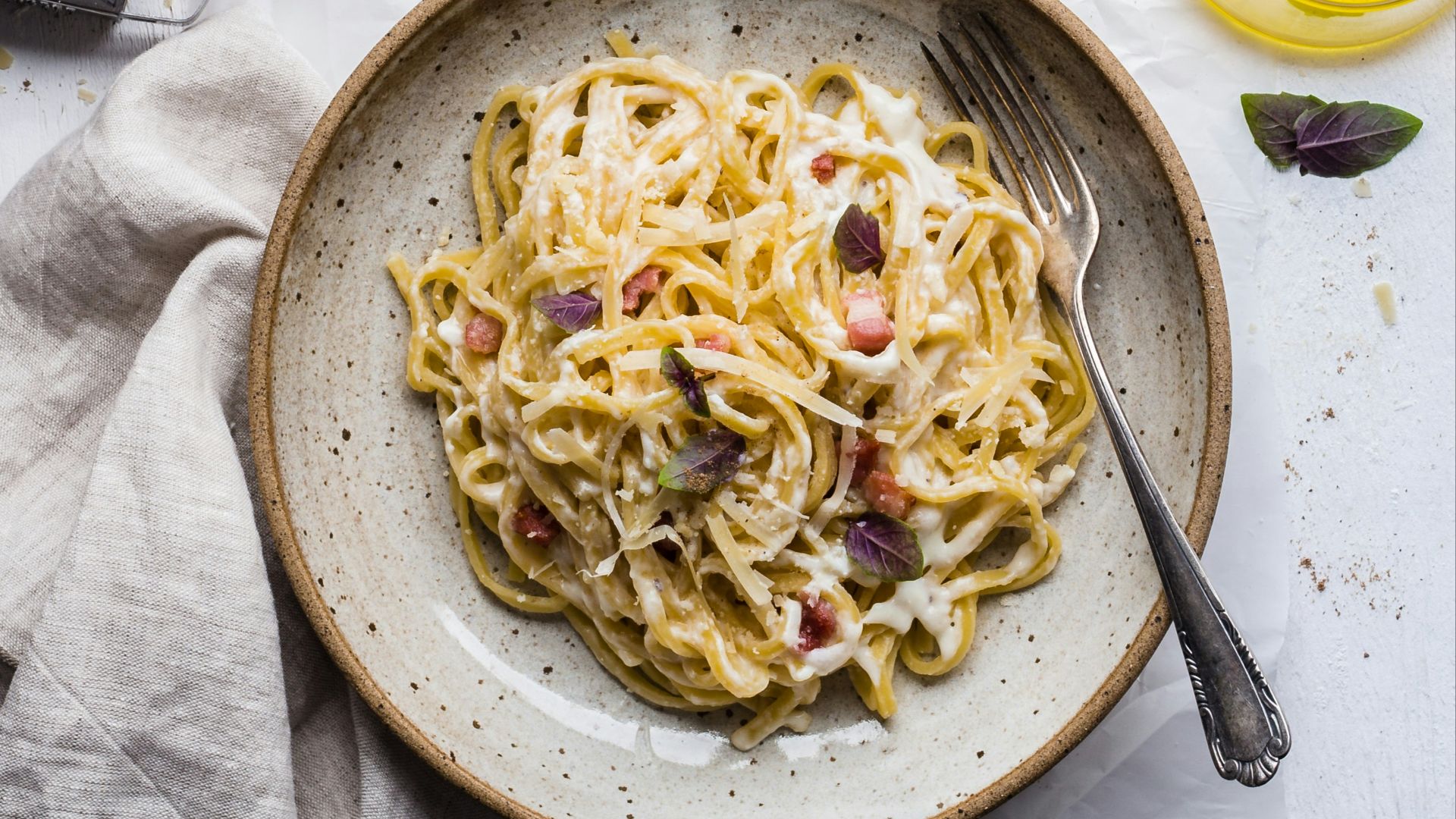 pasta on plate with fork