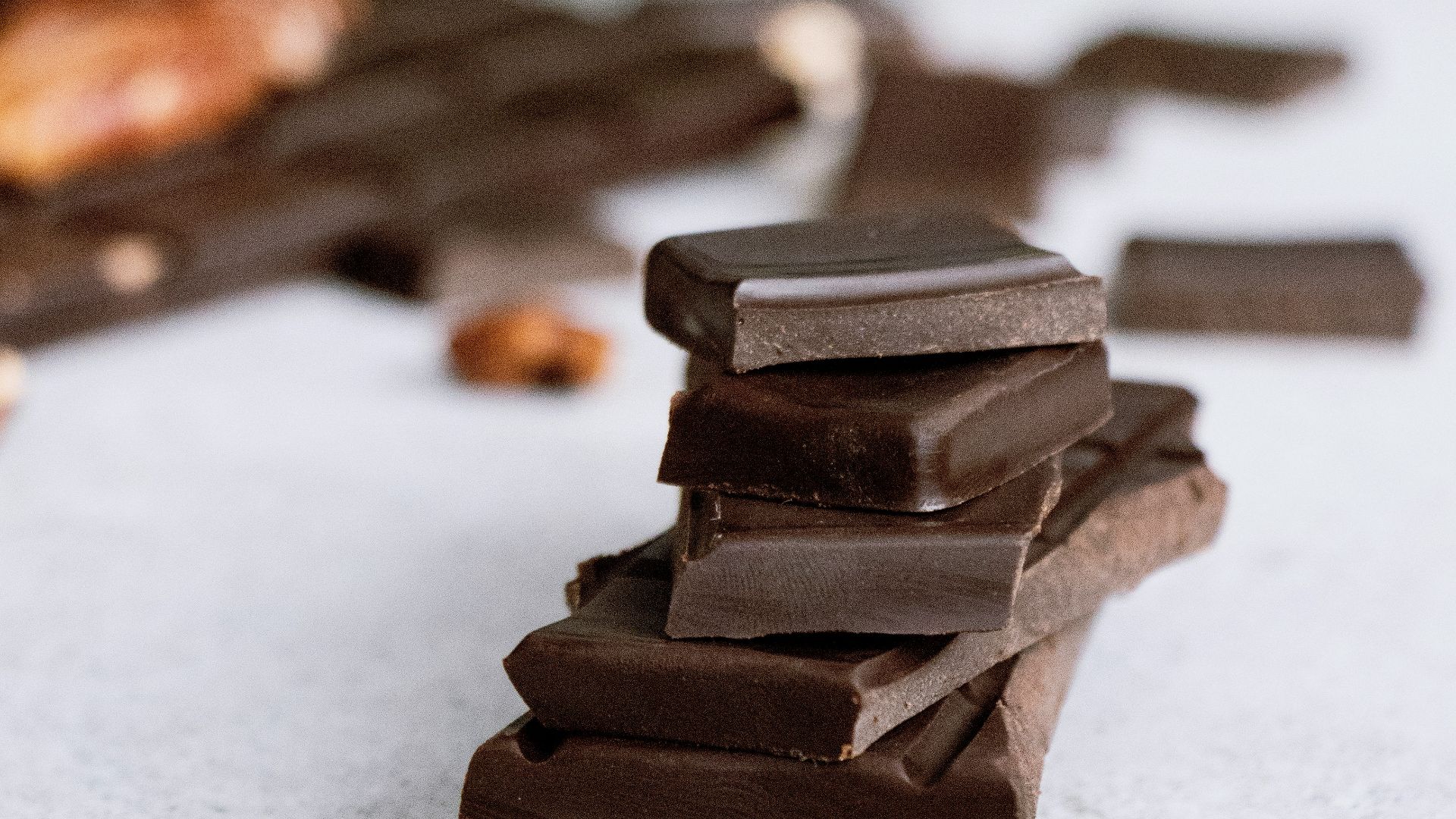 brown chocolate bars on white surface