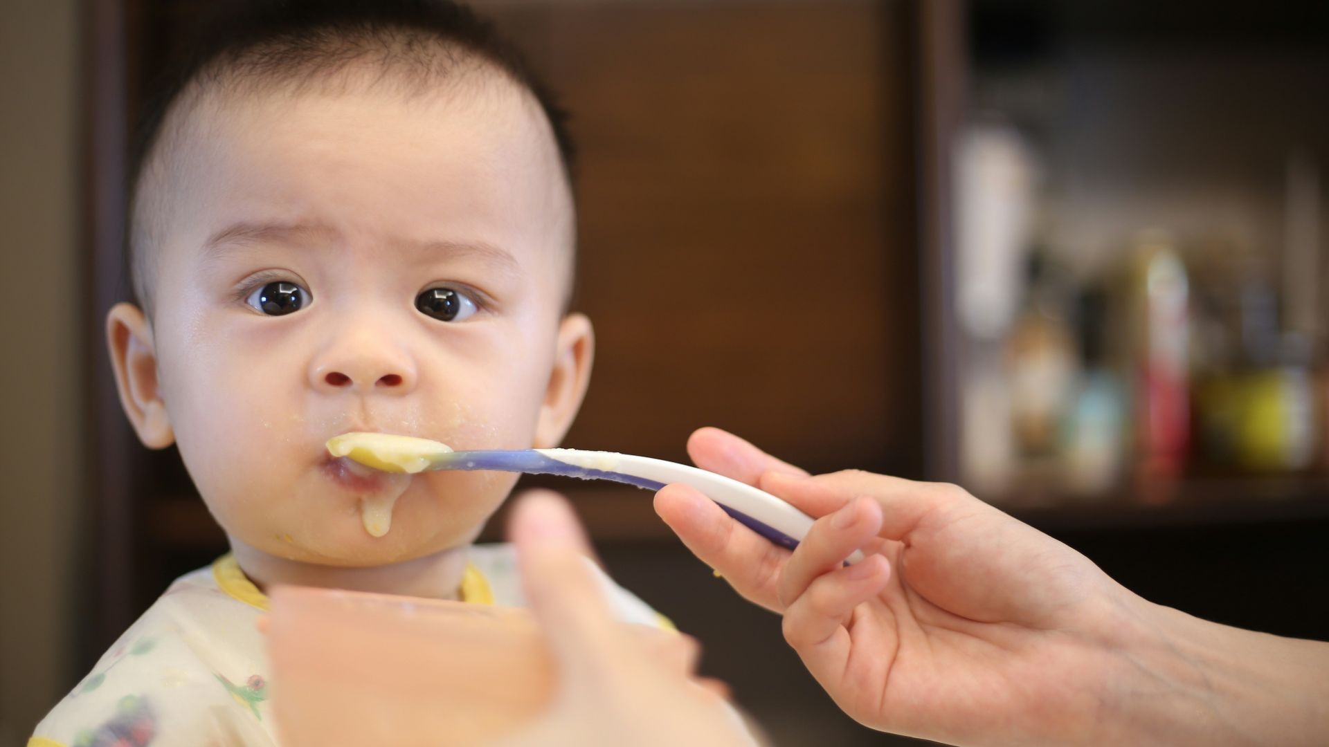 person feeding baby