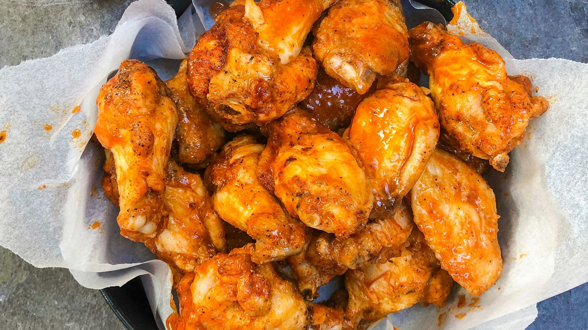 fried chicken on black plate