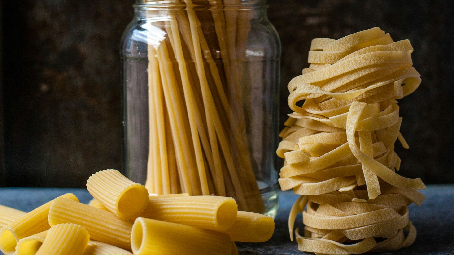 uncooked three pastas