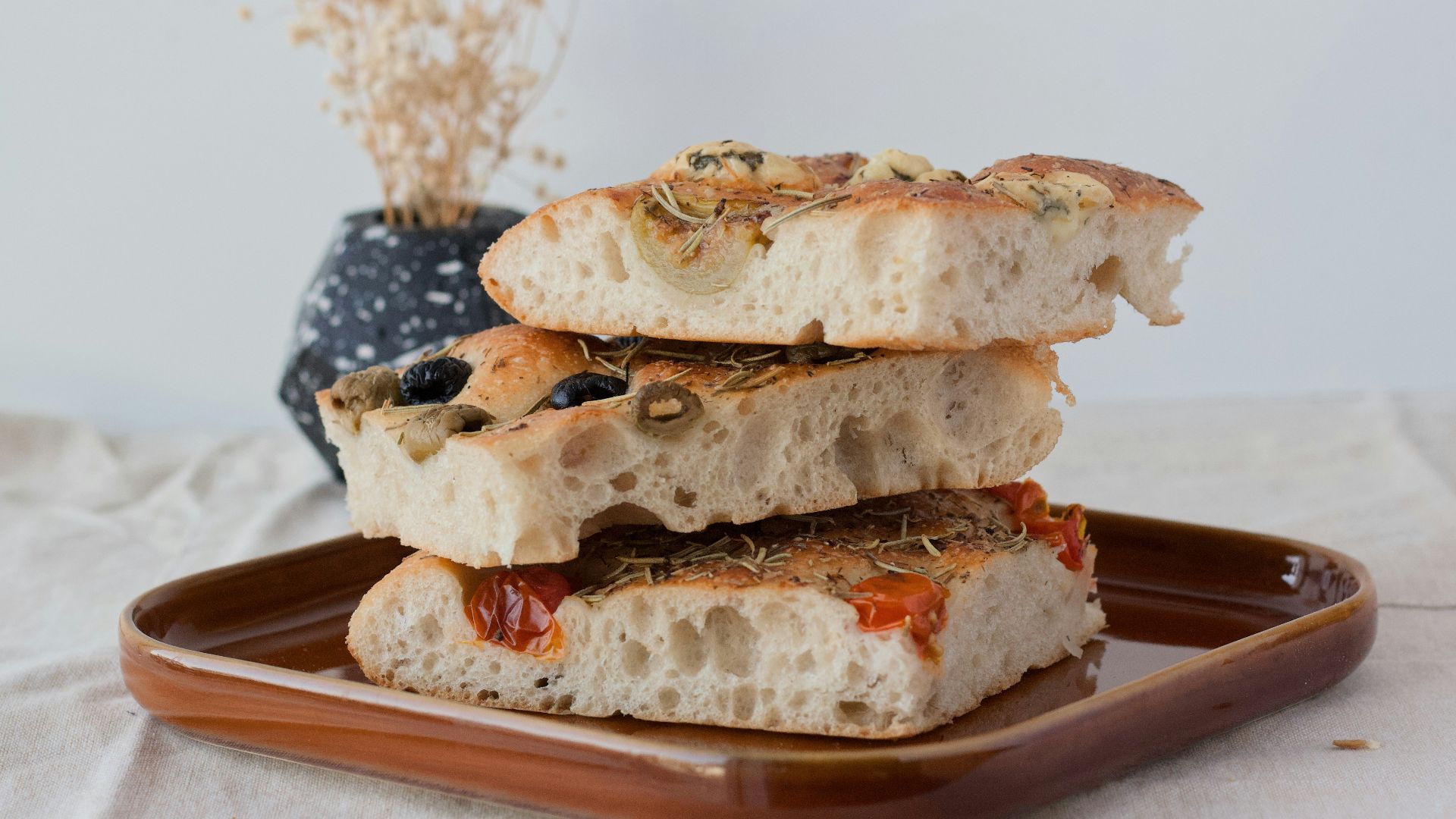 sliced bread on white ceramic plate