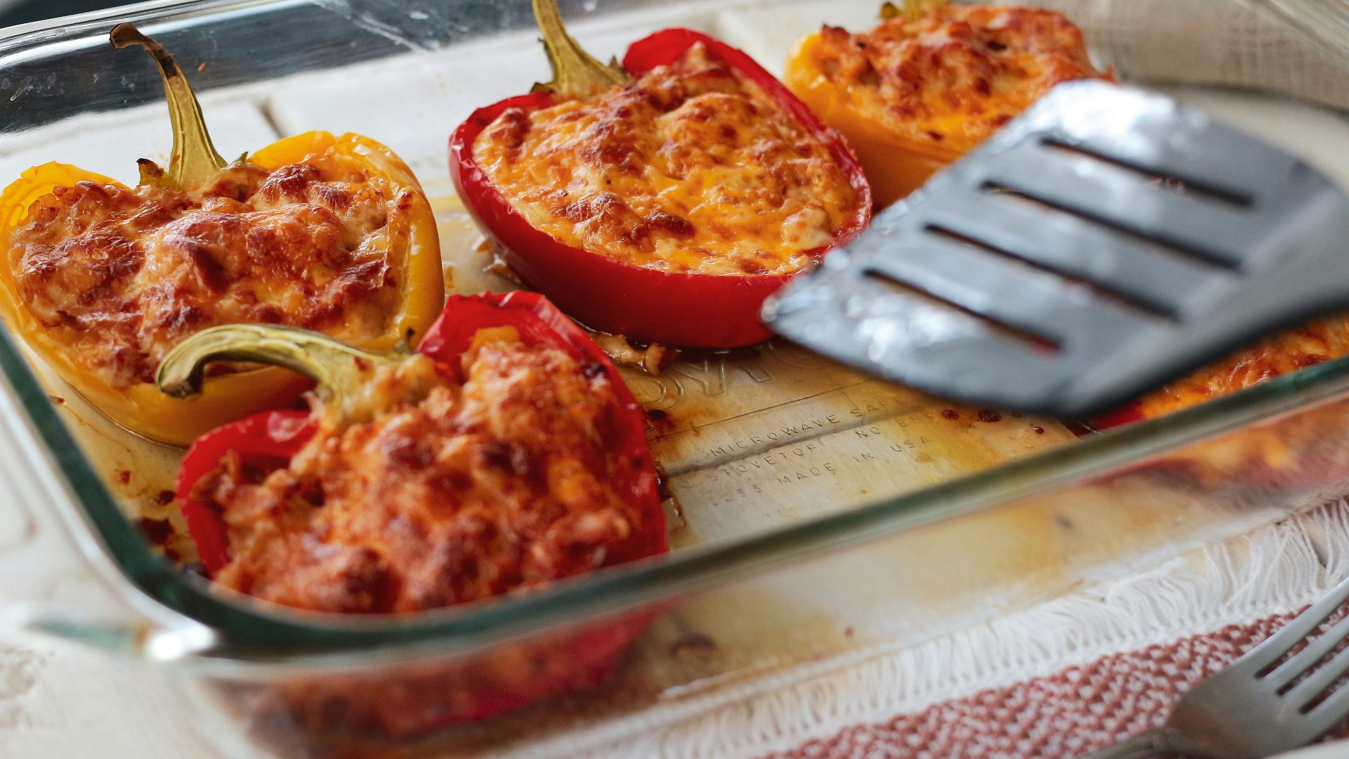 stainless steel fork on red sauce