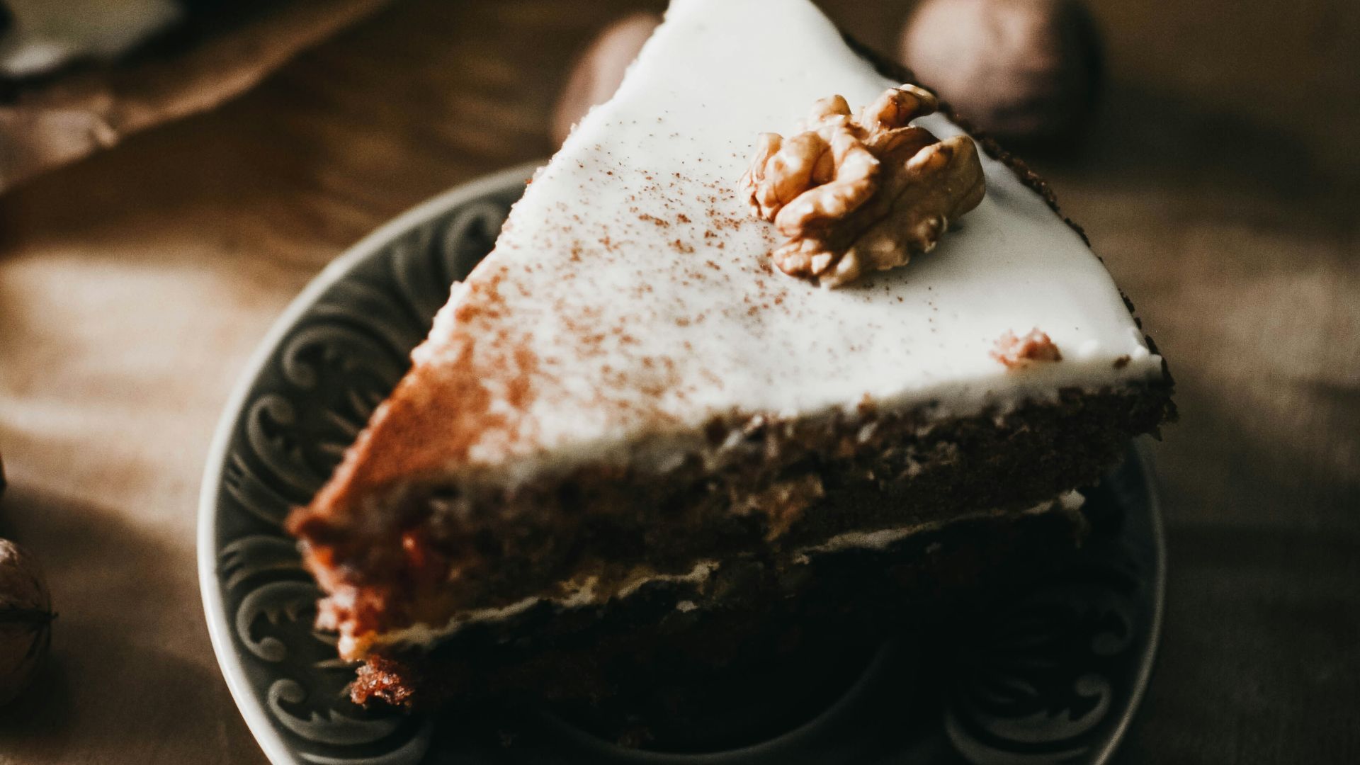 slice of chocolate mousse on saucer