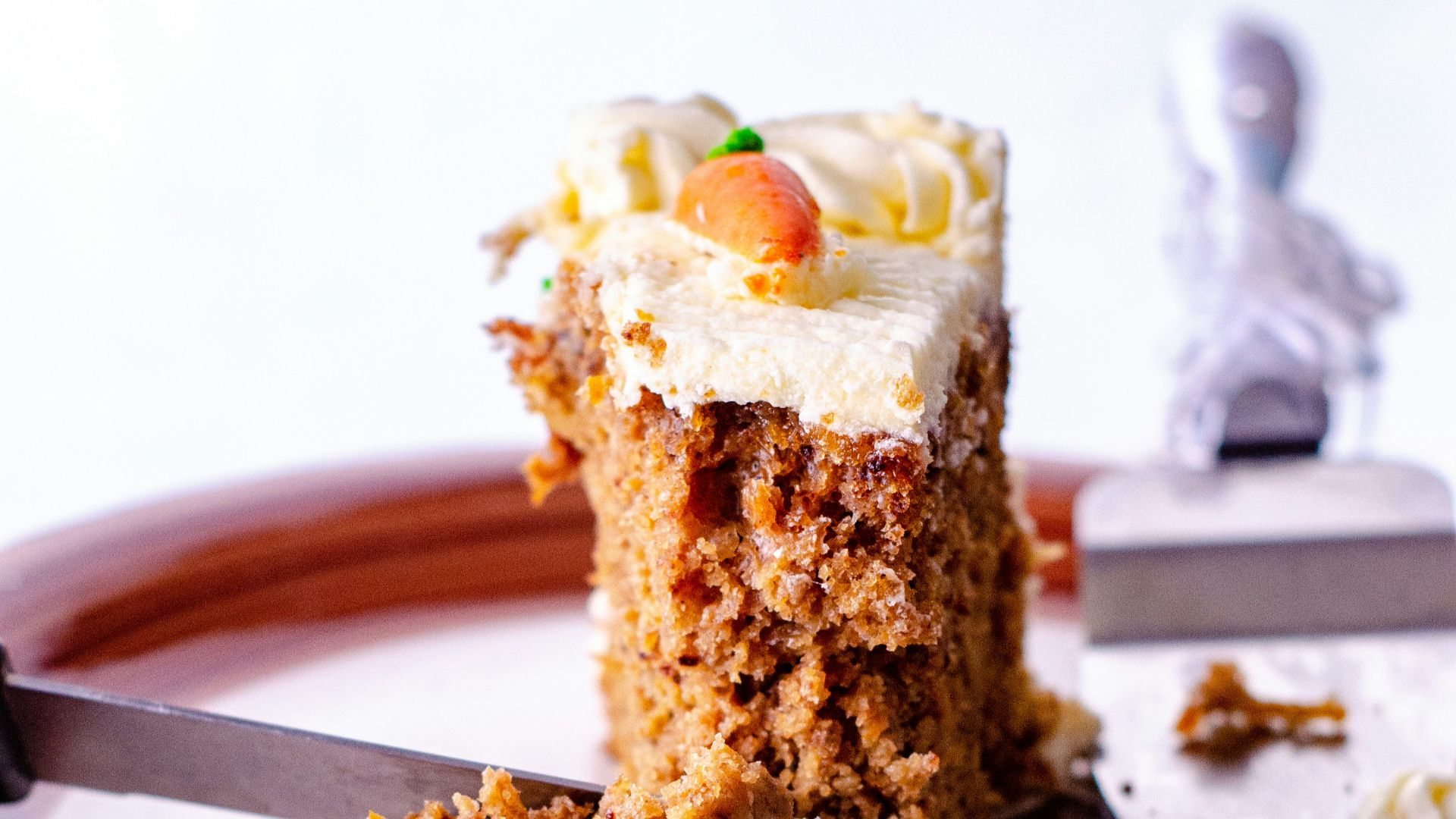 brown cake on white ceramic plate