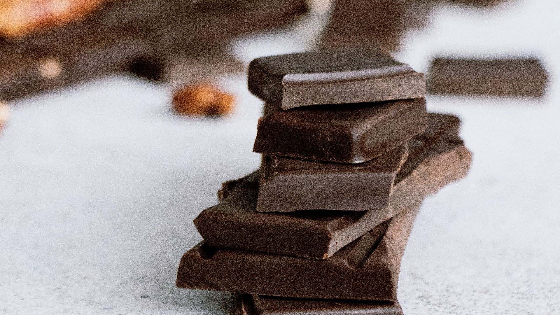 brown chocolate bars on white surface