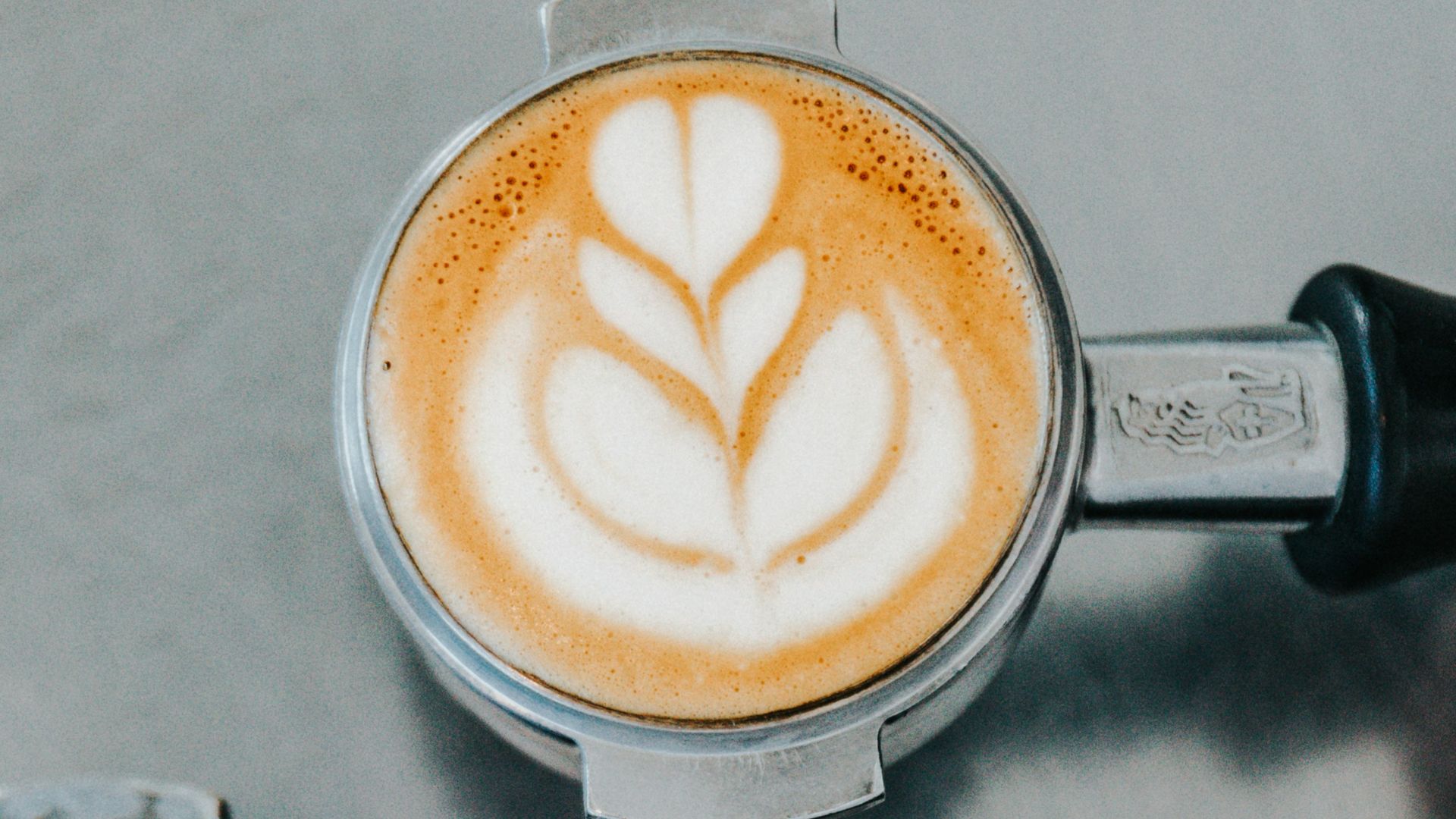 flat lay photography of coffee latte, ground coffee, and coffee beans