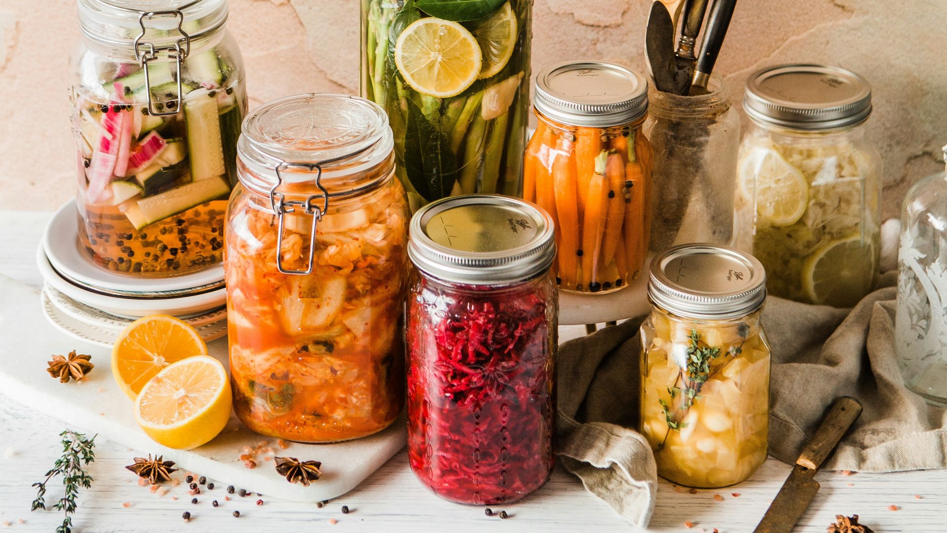 shallow focus photo of assorted jar lot
