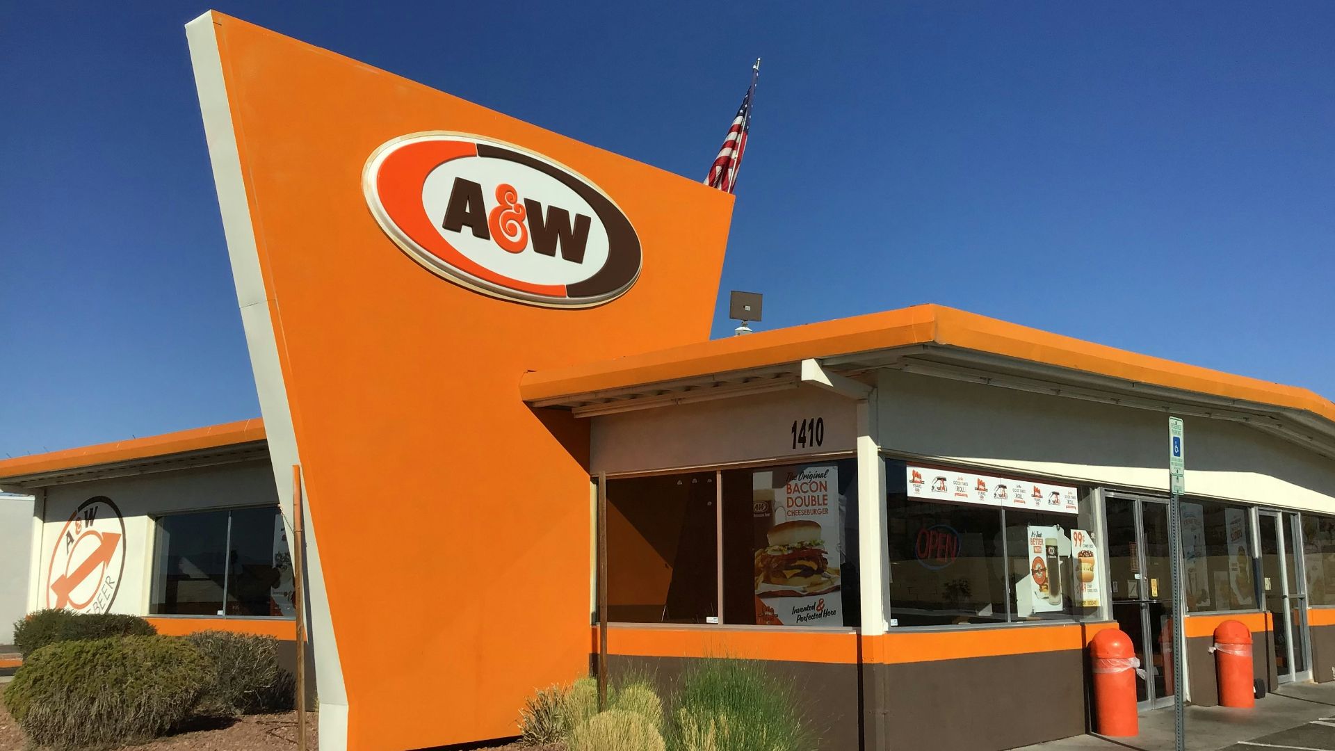 orange A&W building
