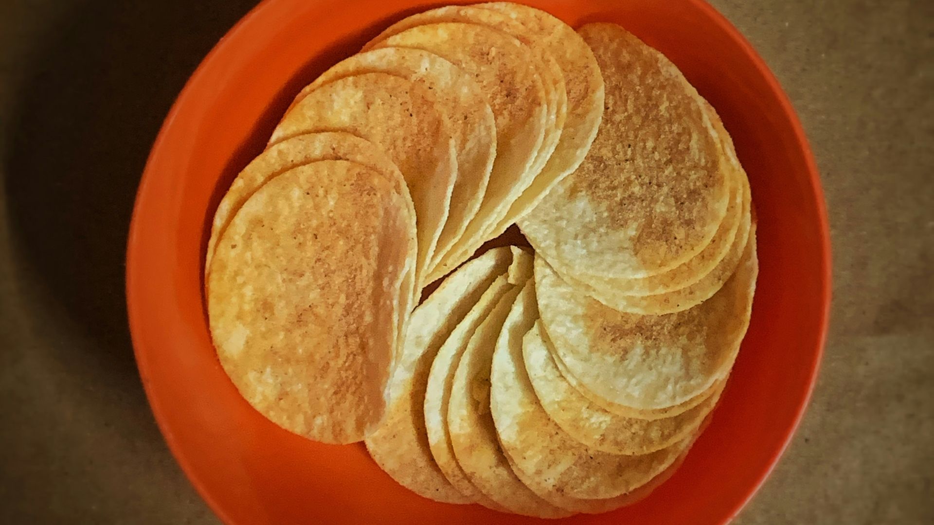 brown and white shell on orange round plate