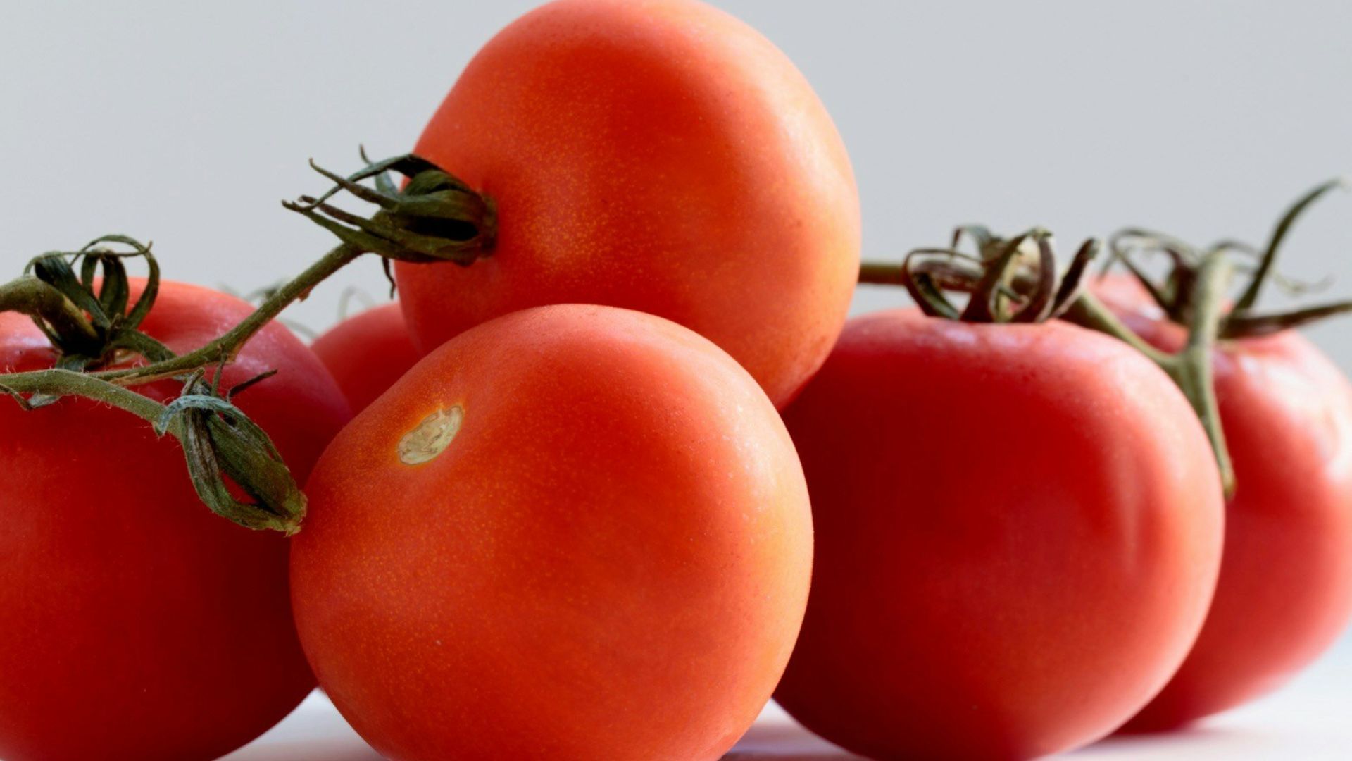 red tomato on white surface