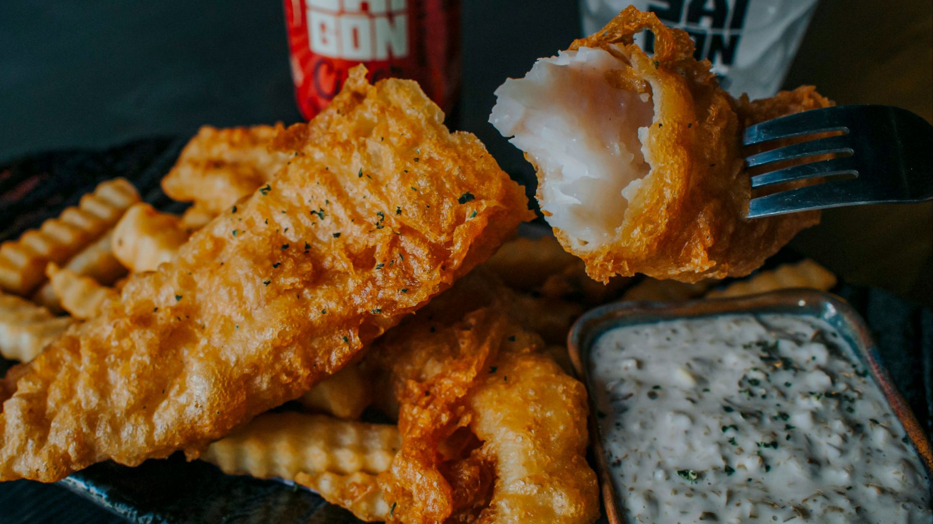 fried food on black tray