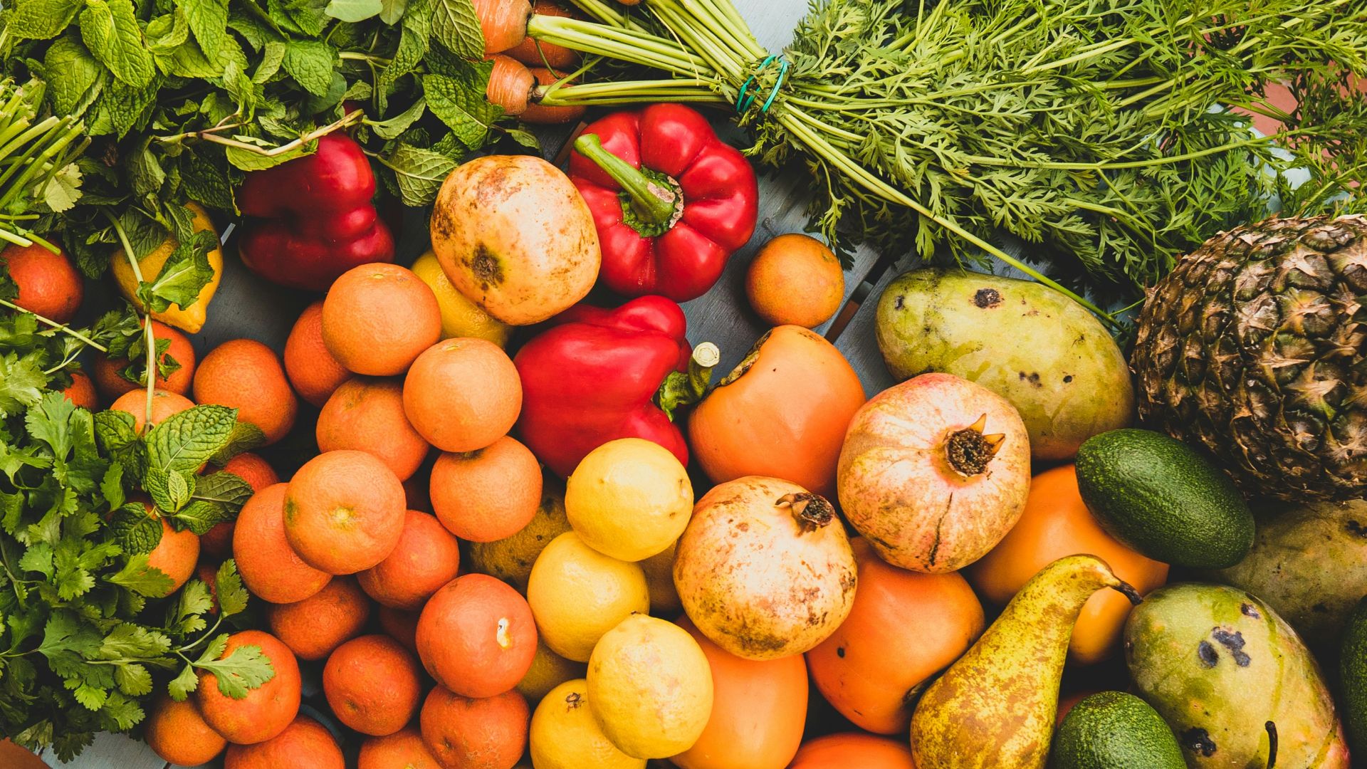 vegetables and fruits display