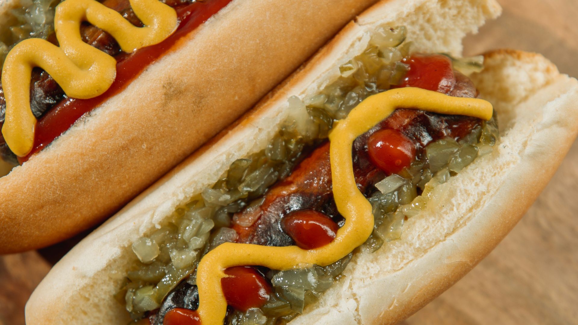 hotdog sandwich with mustard and ketchup