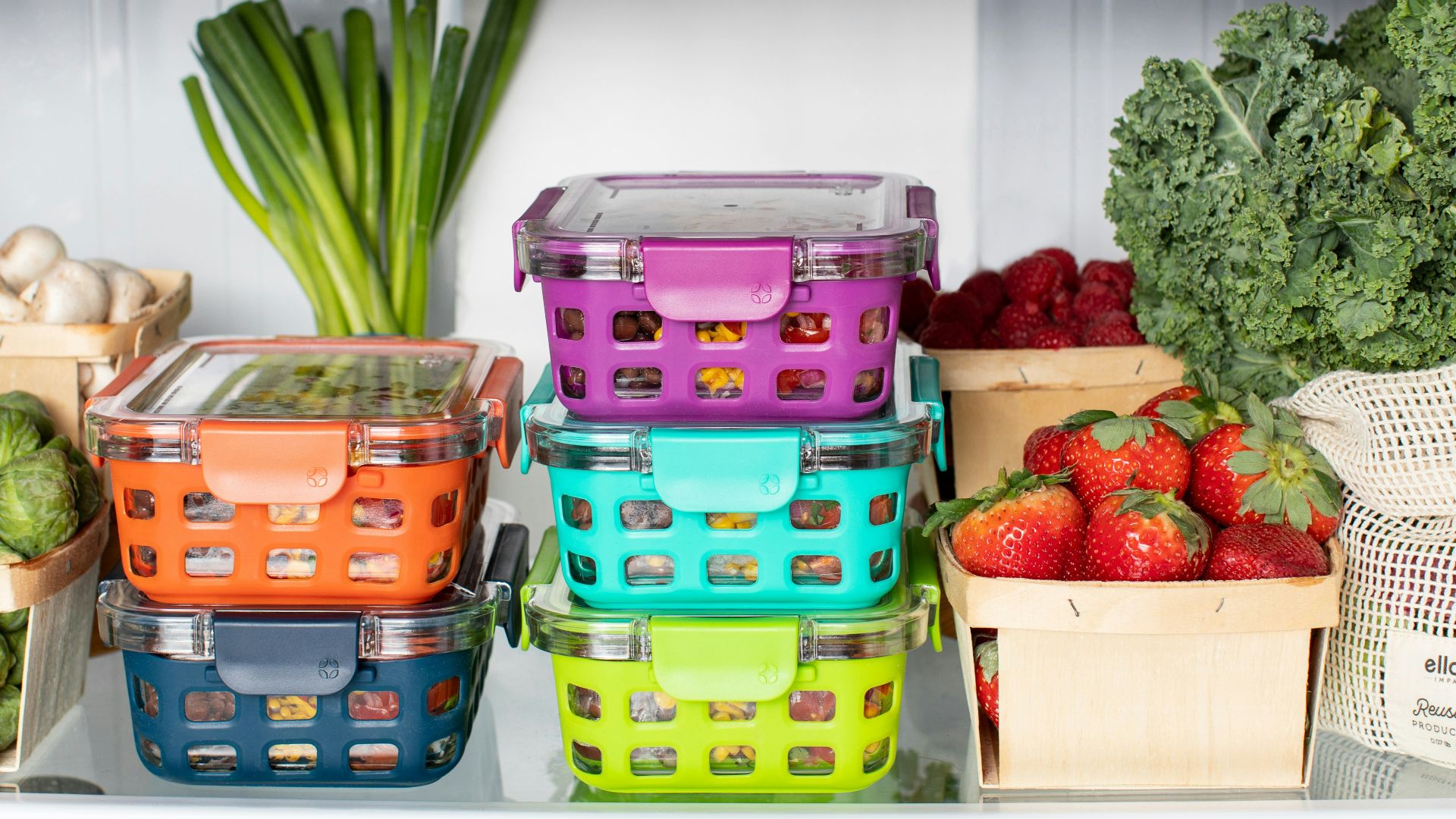 green and pink plastic container