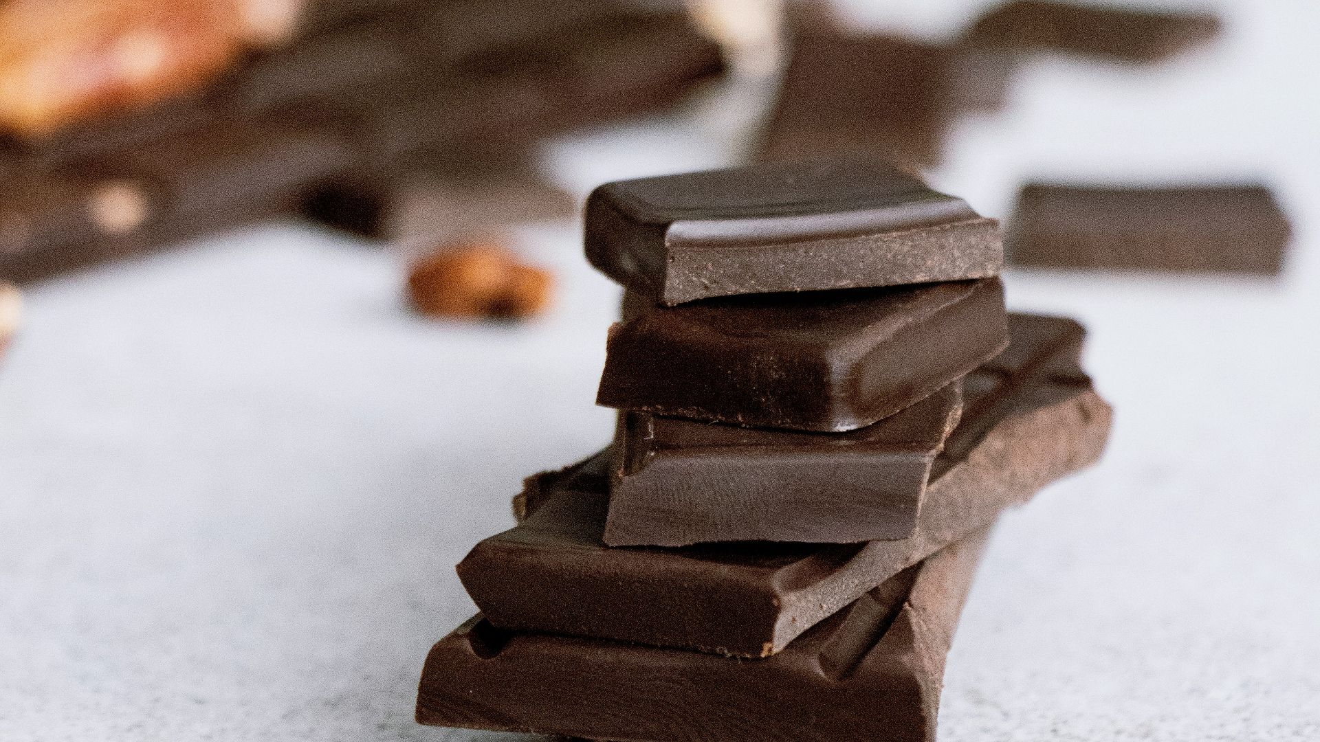 brown chocolate bars on white surface
