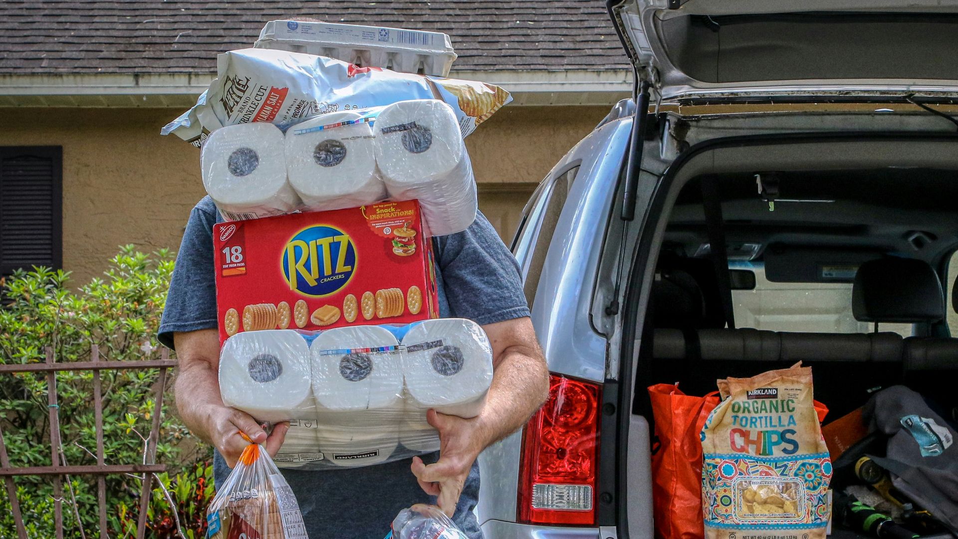 white and blue plastic packs