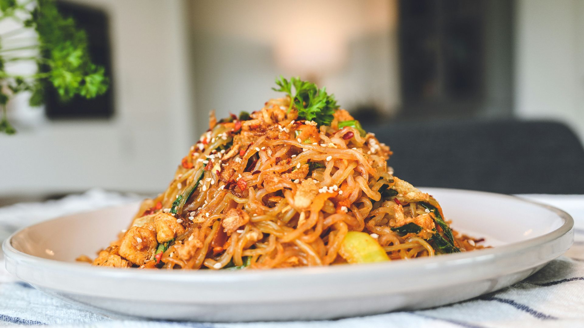 pasta dish on white ceramic plate