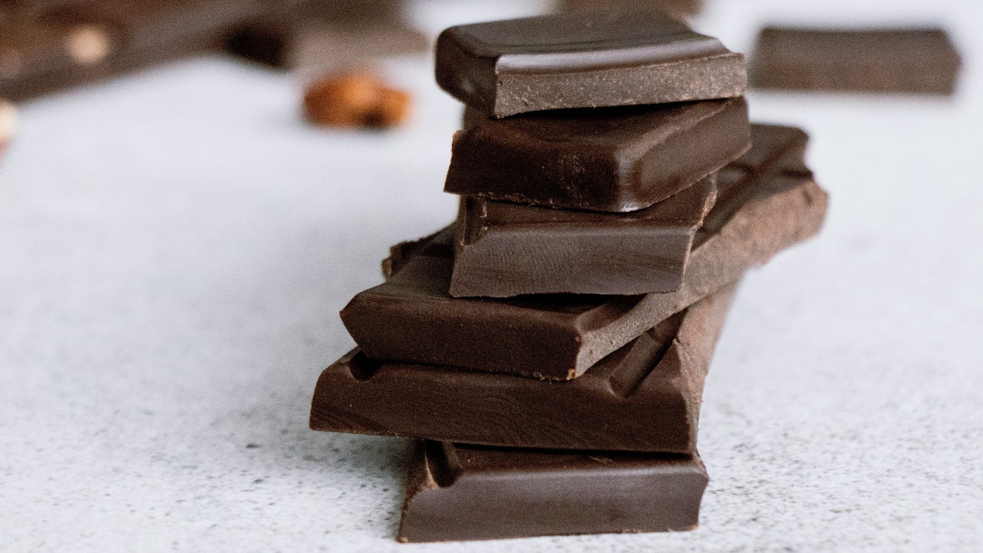 brown chocolate bars on white surface
