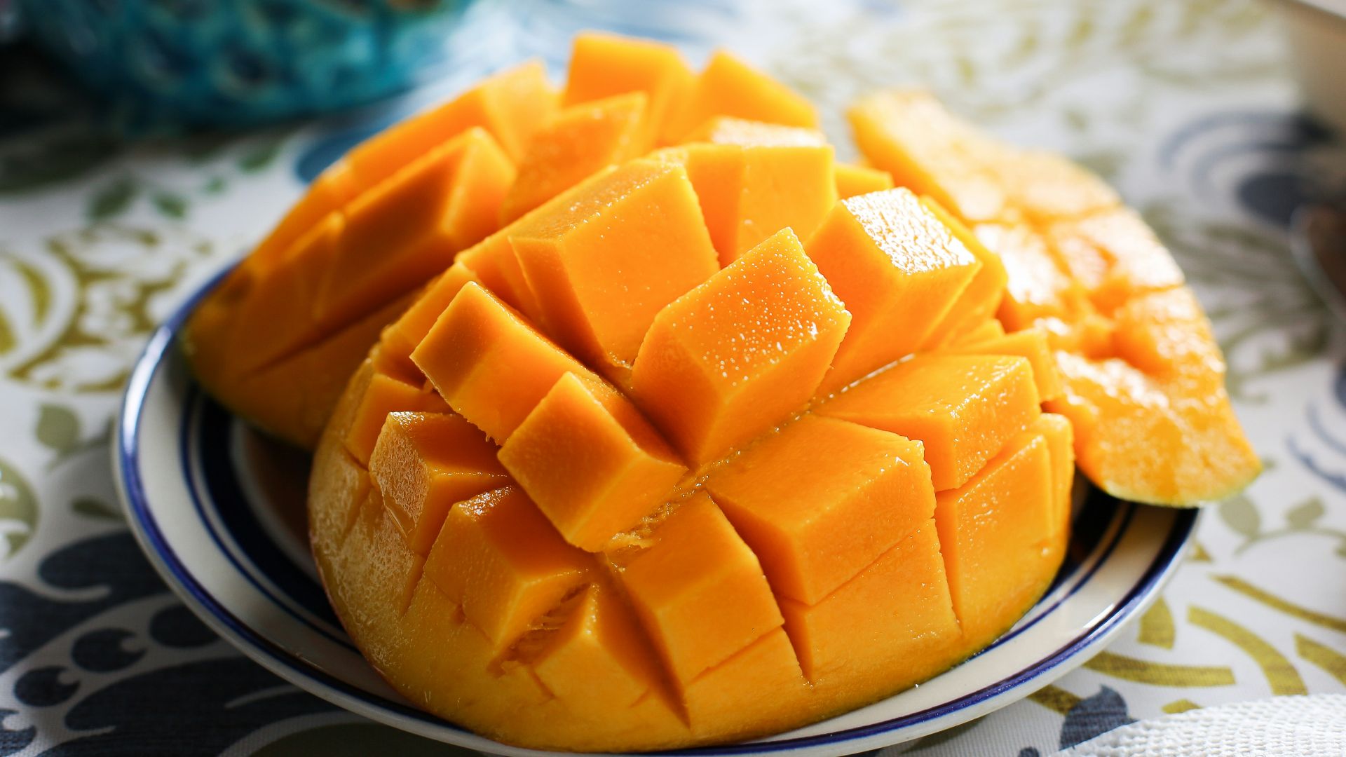 a close up of a plate of fruit on a table
