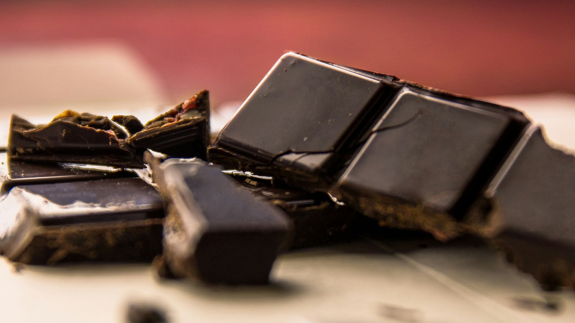 chocolate bar on white surface