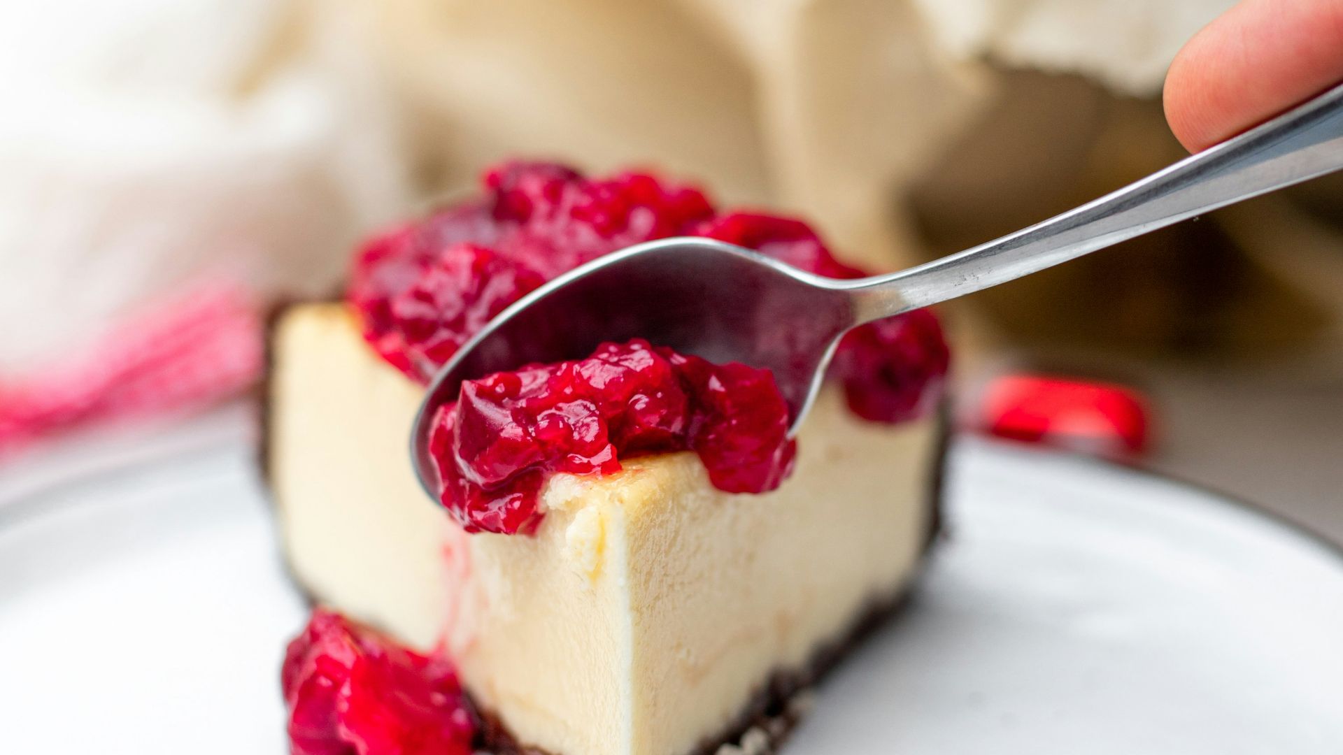 cheesecake with pink toppings