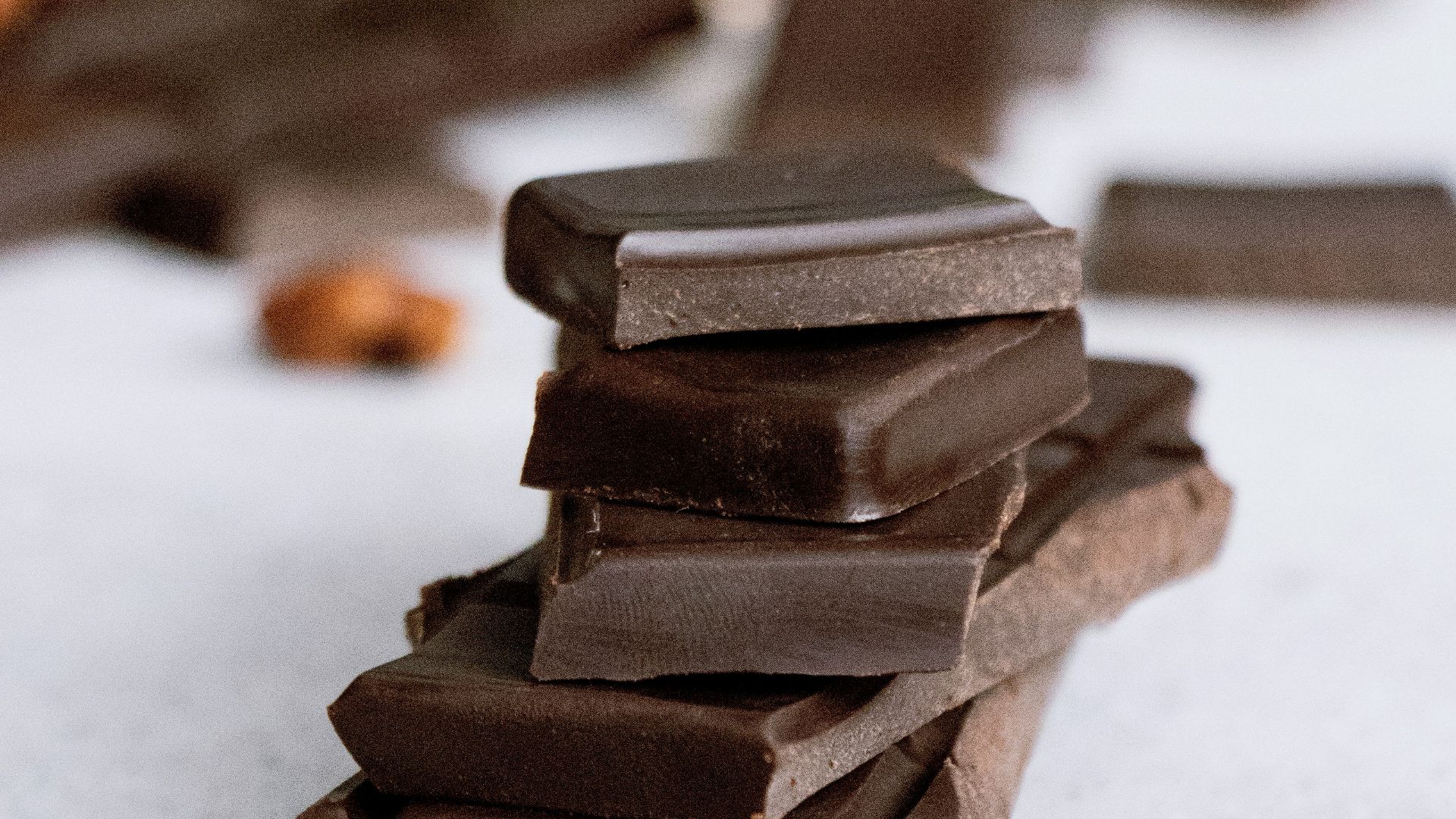 brown chocolate bars on white surface