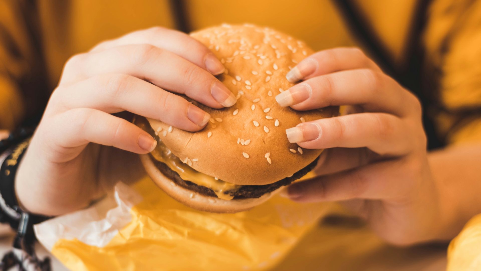 person holding hamburger