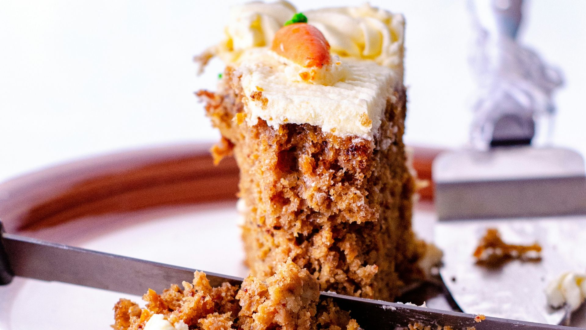 brown cake on white ceramic plate
