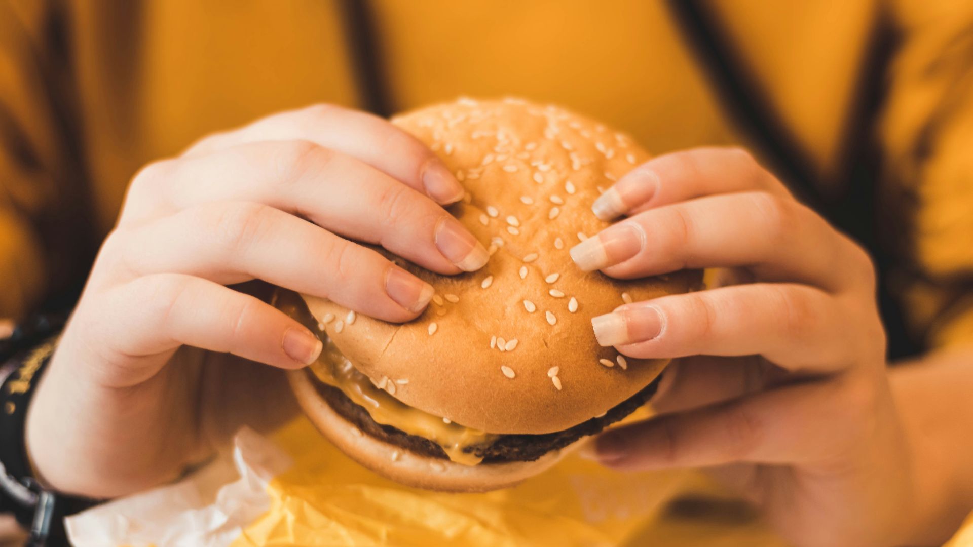 person holding hamburger