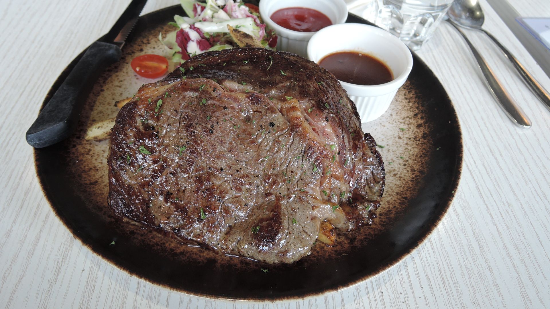 File:American rib eye beef steak lunch.jpg