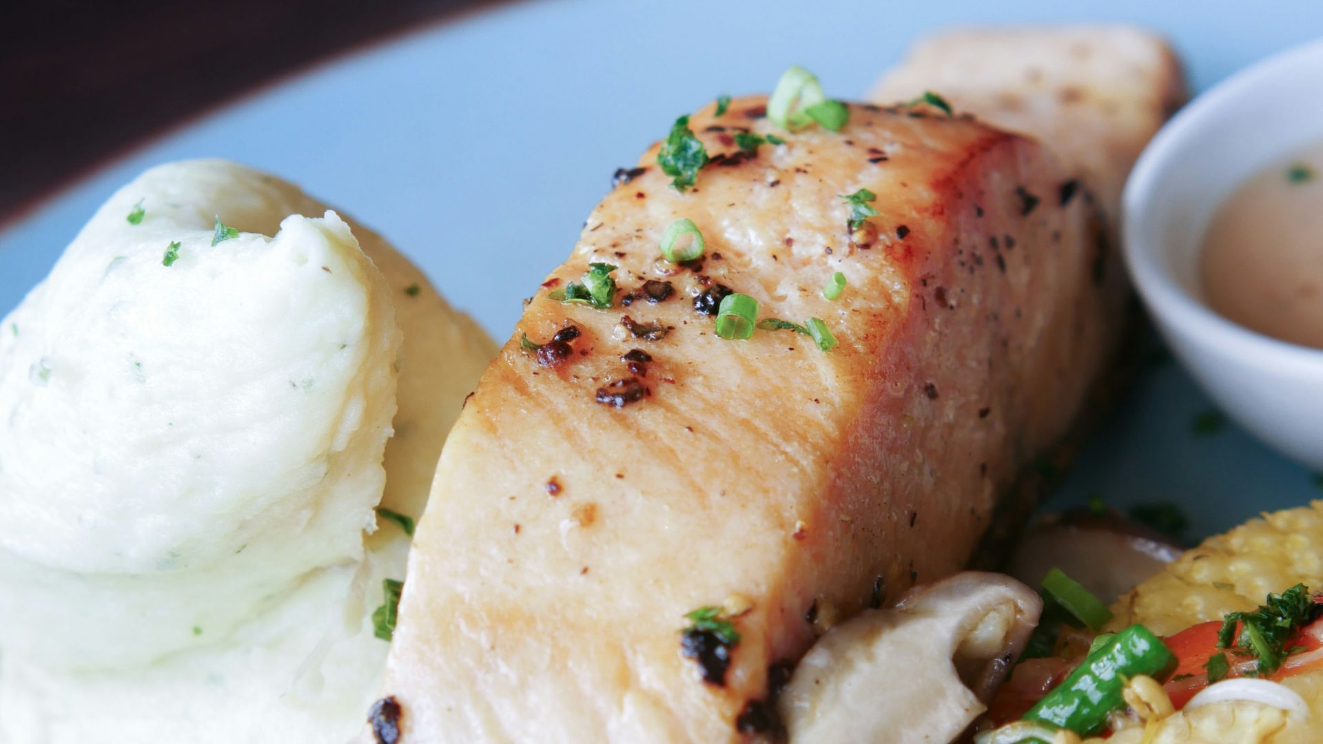 bread with white cream on white ceramic plate
