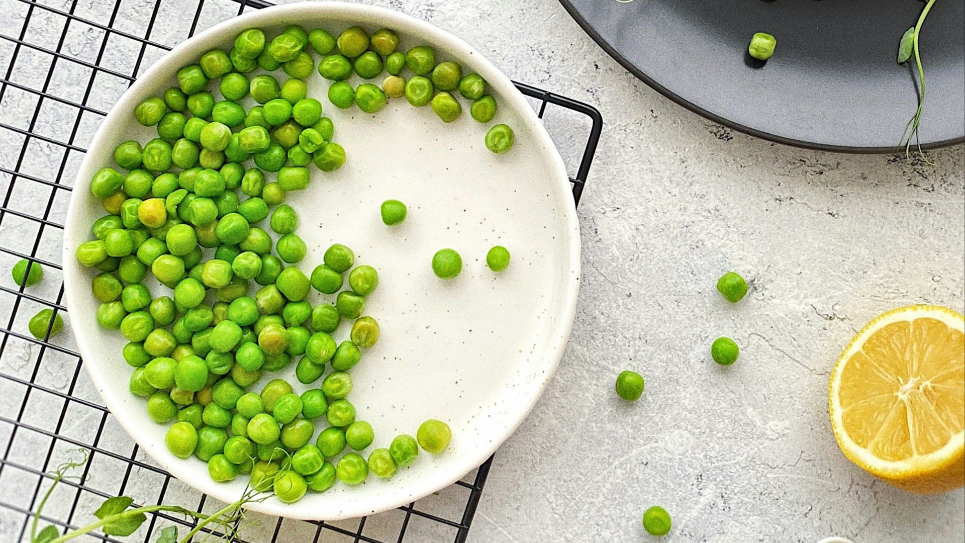 green peas on white ceramic bowl