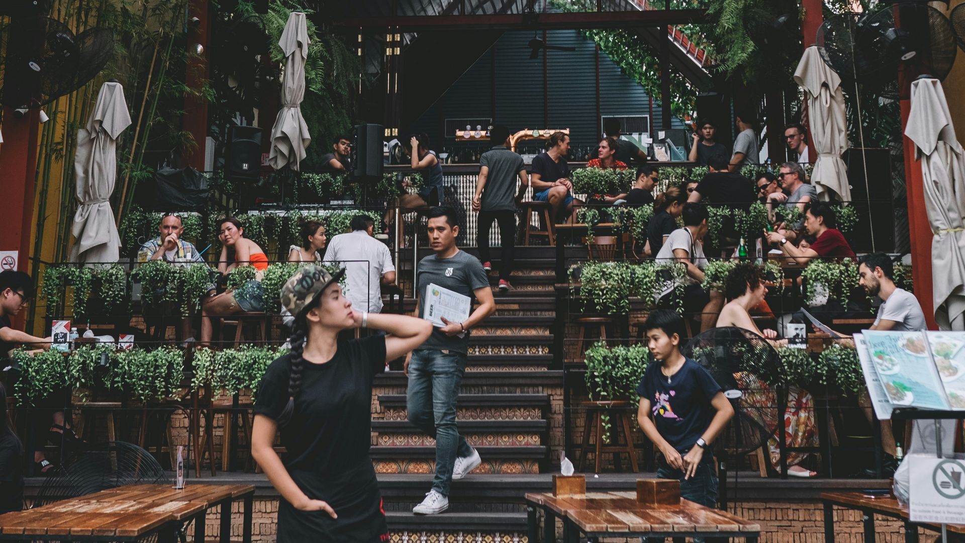 man standing on restaurant