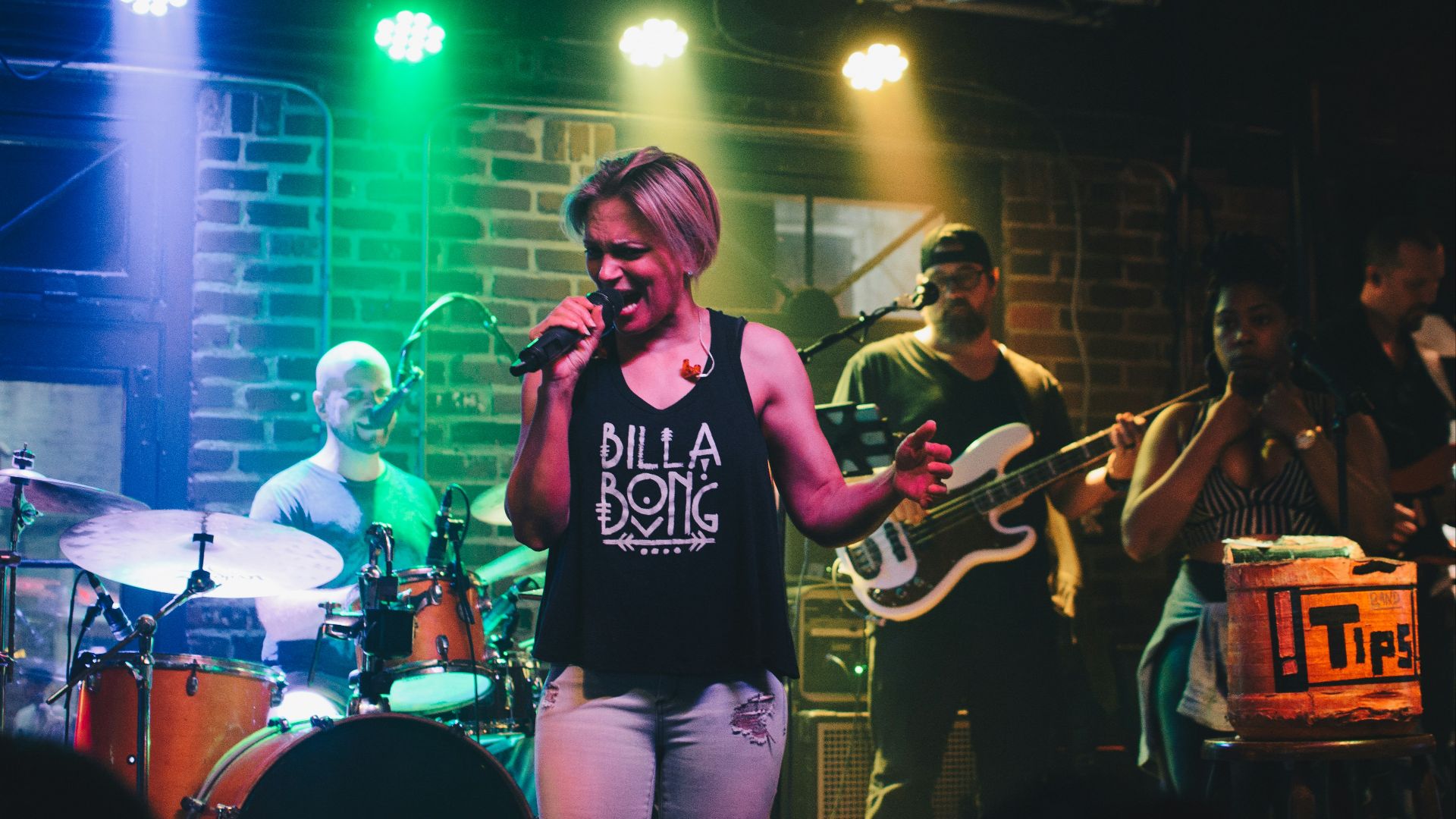 female singer performing live