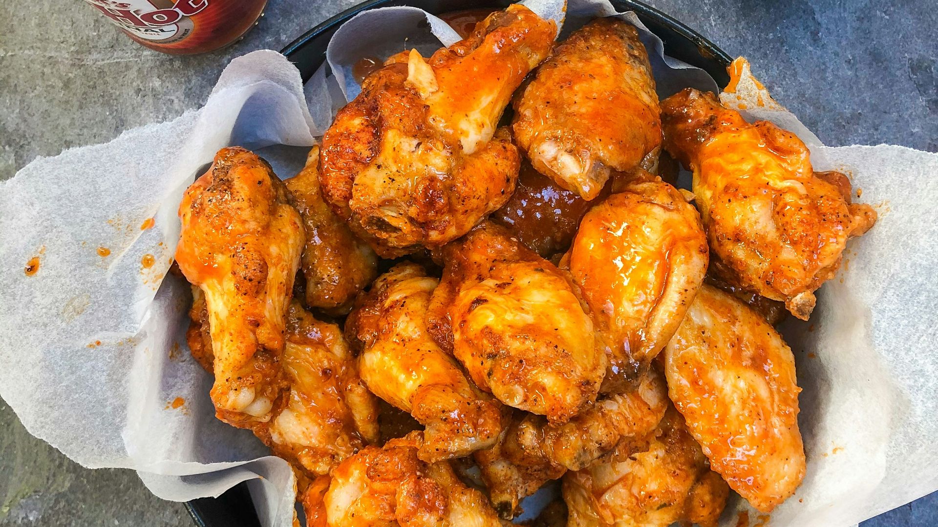 fried chicken on black plate
