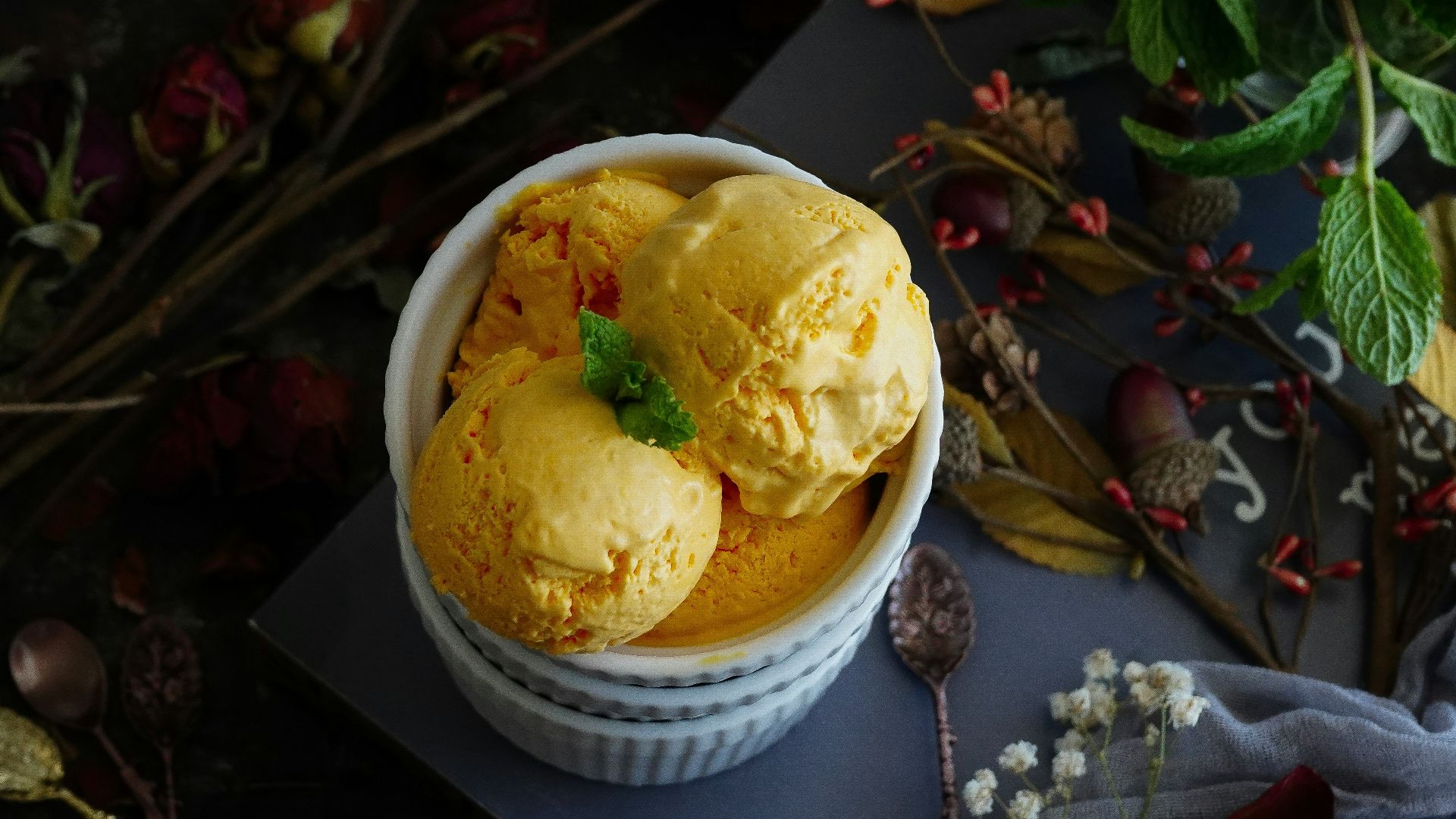 ice cream in white ceramic bowl