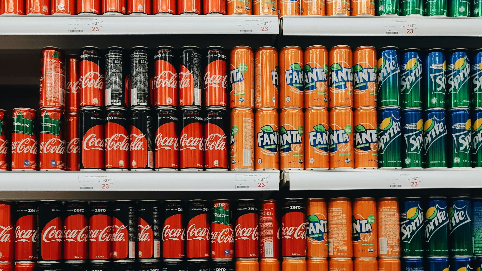 blue and orange labeled bottles