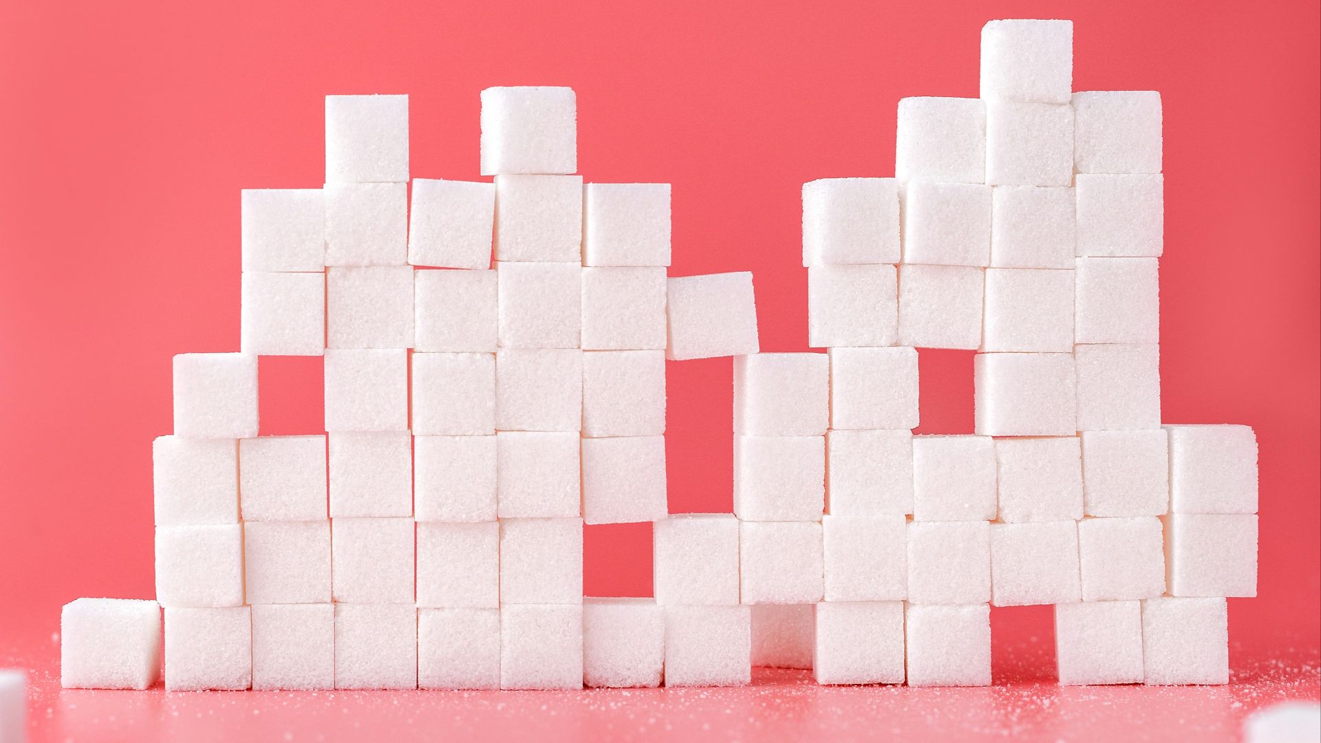 white sugar cube forming lines