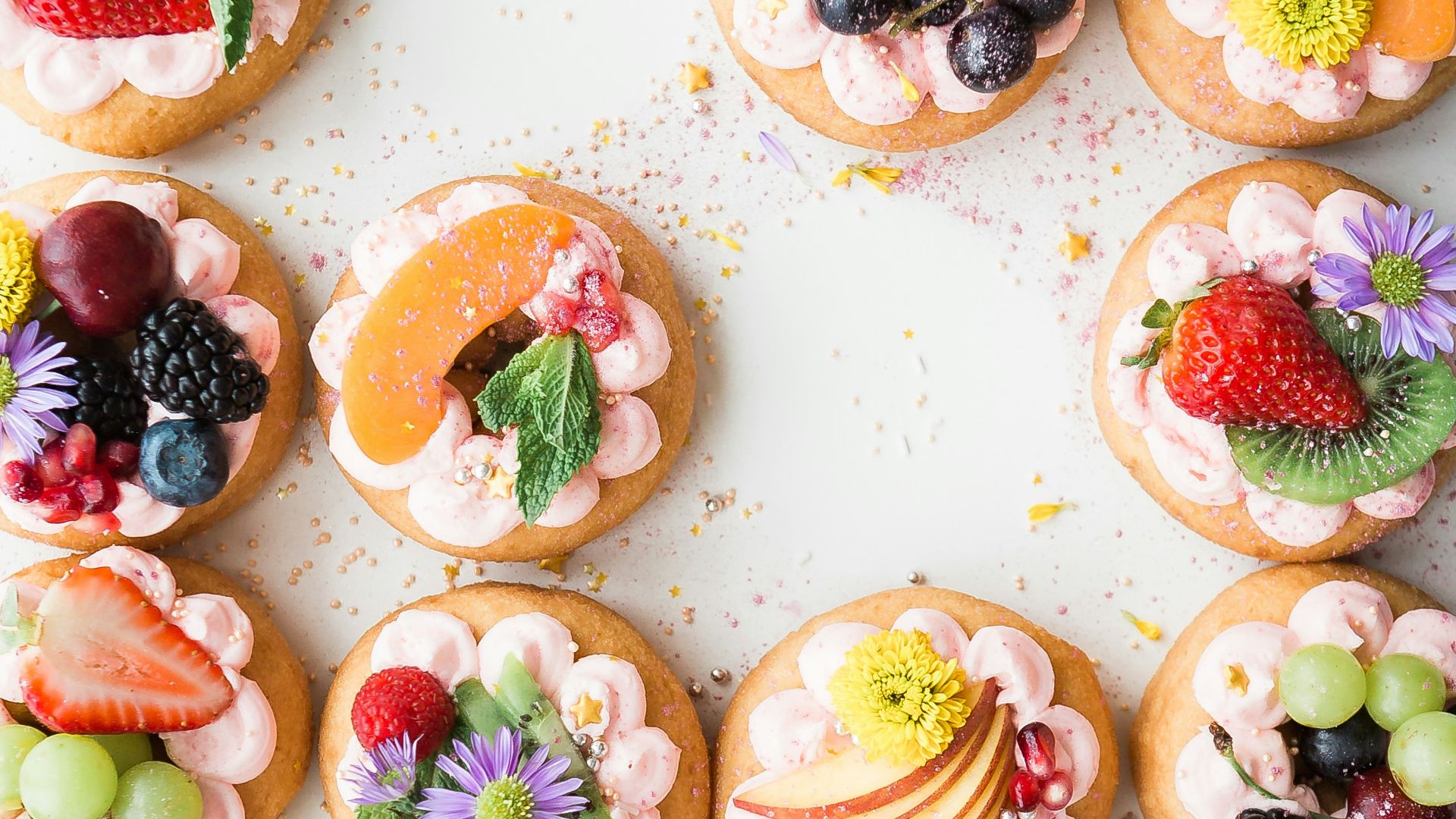 assorted donuts top of white area