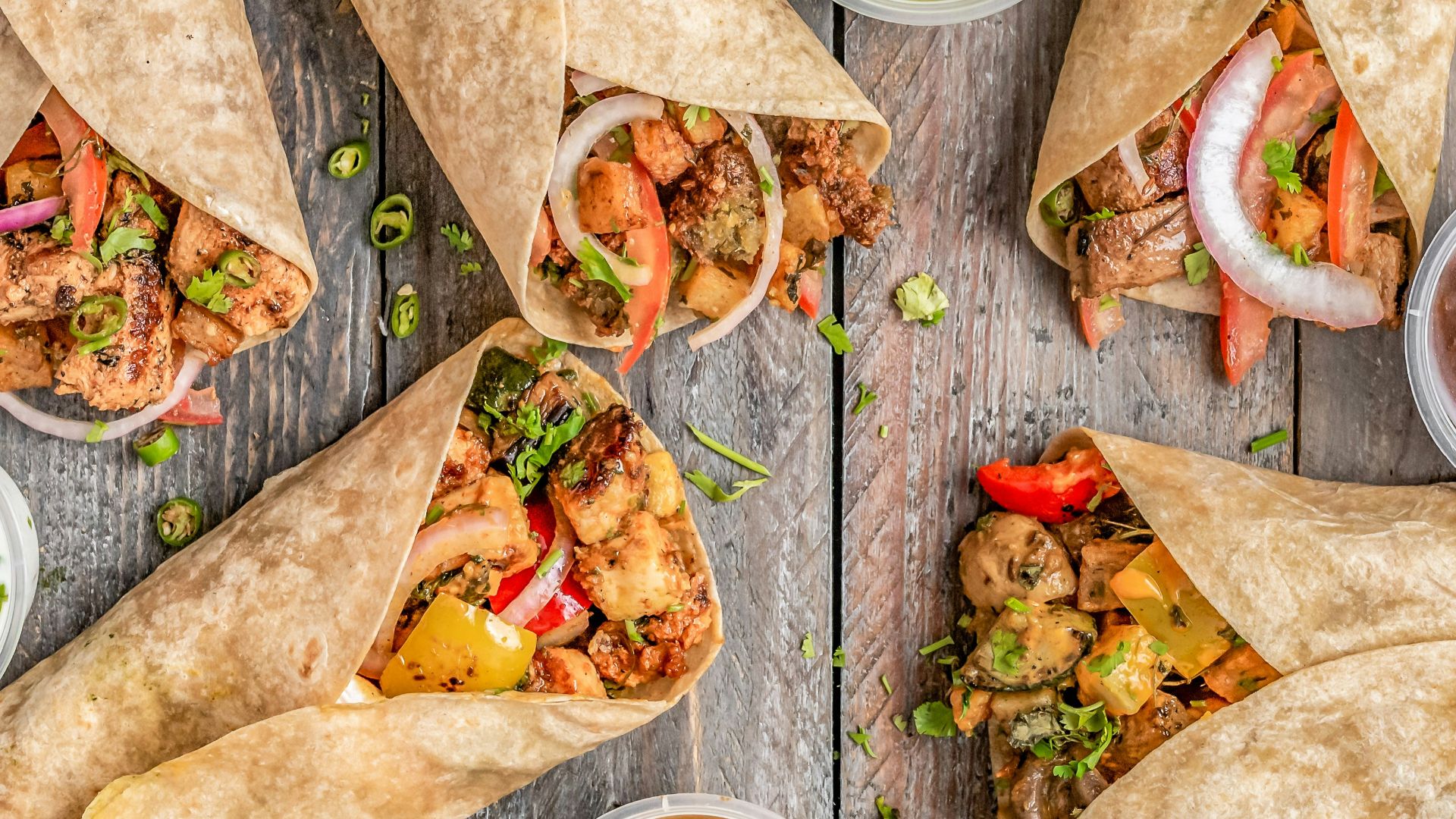 wrapped food with gravies