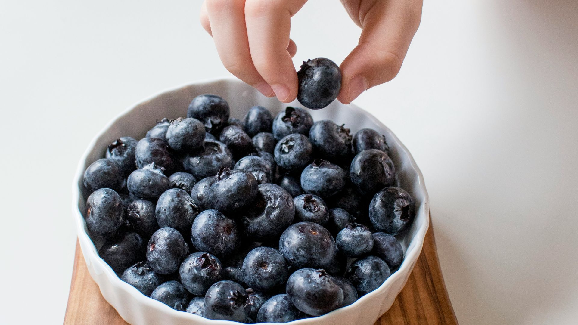 person holding bowl of black berries