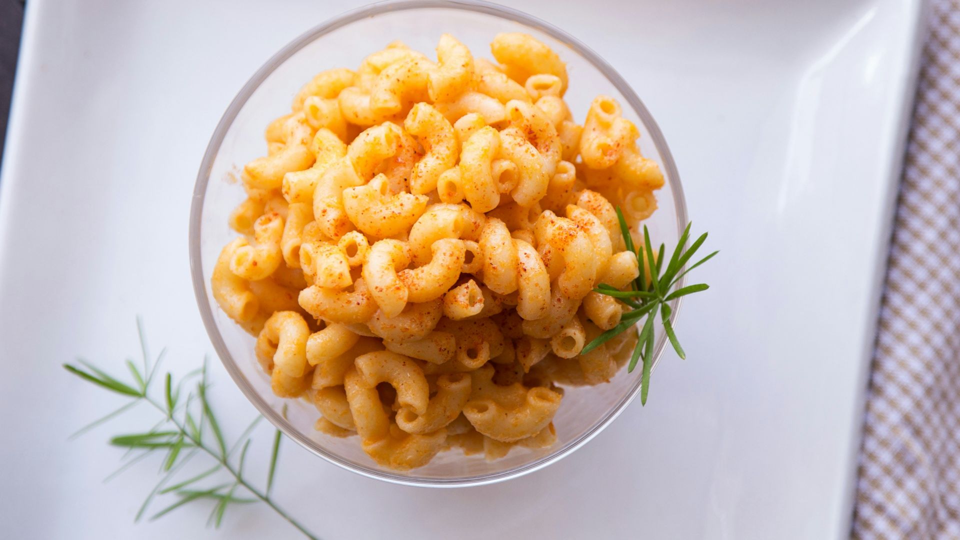 macaronis in bowl on plate