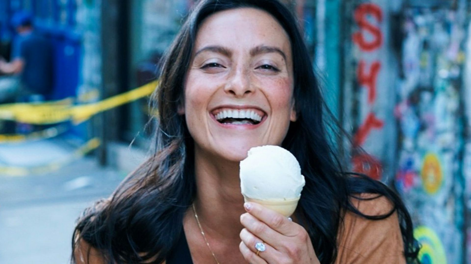 woman holding ice cream