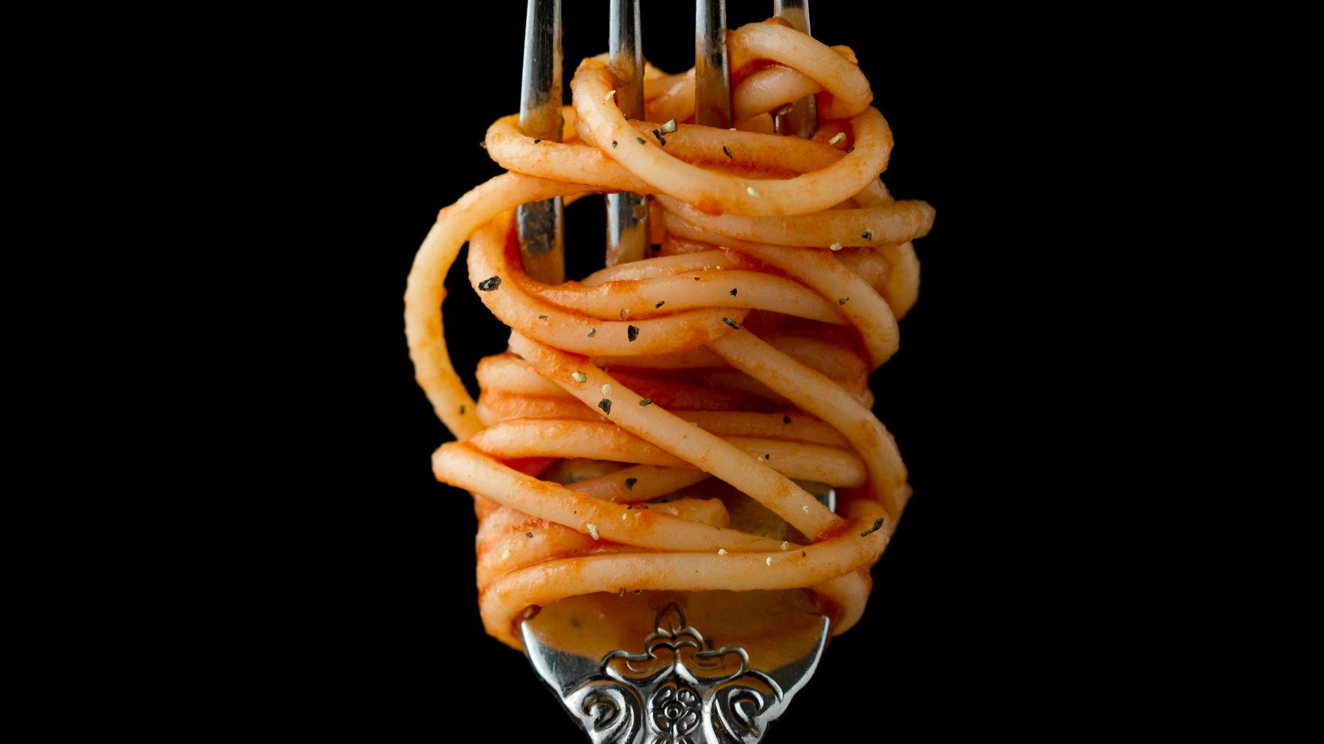 fork with spaghetti