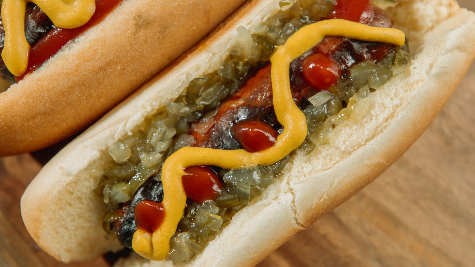 hotdog sandwich with mustard and ketchup