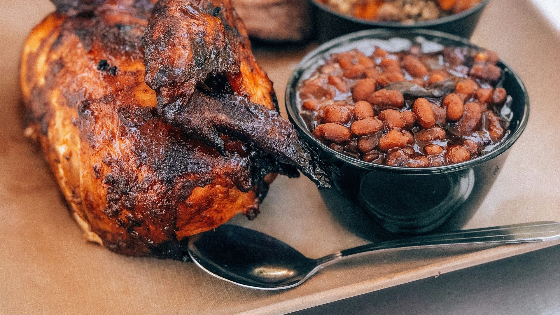 roasted chicken on white ceramic plate